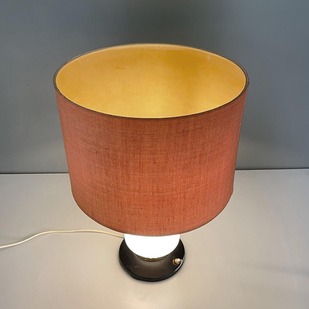 Italian mid-century modern metal fabric and glass table lamp by Stilnovo, 1960s For Sale 5