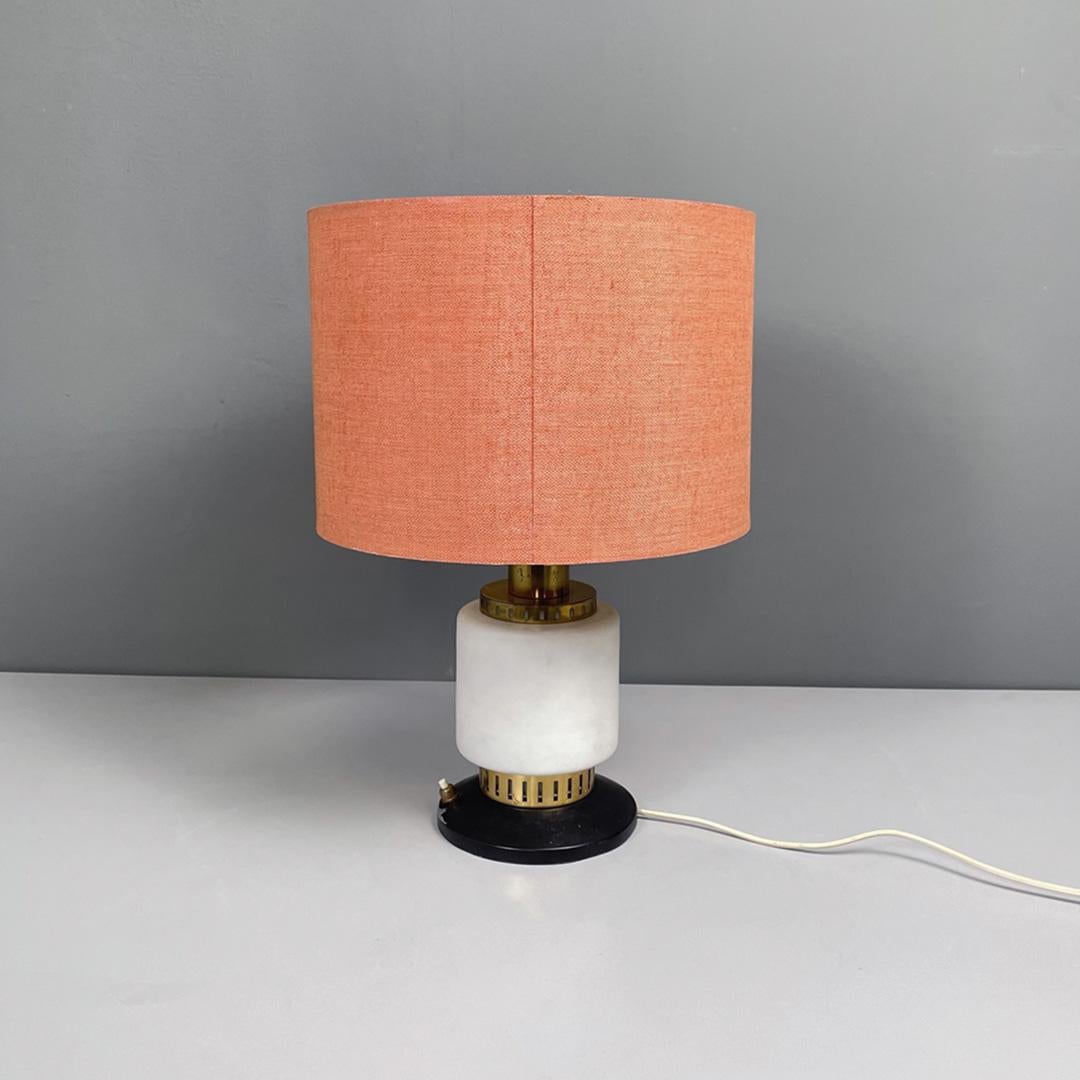 Mid-Century Modern Italian mid-century modern metal fabric and glass table lamp by Stilnovo, 1960s For Sale