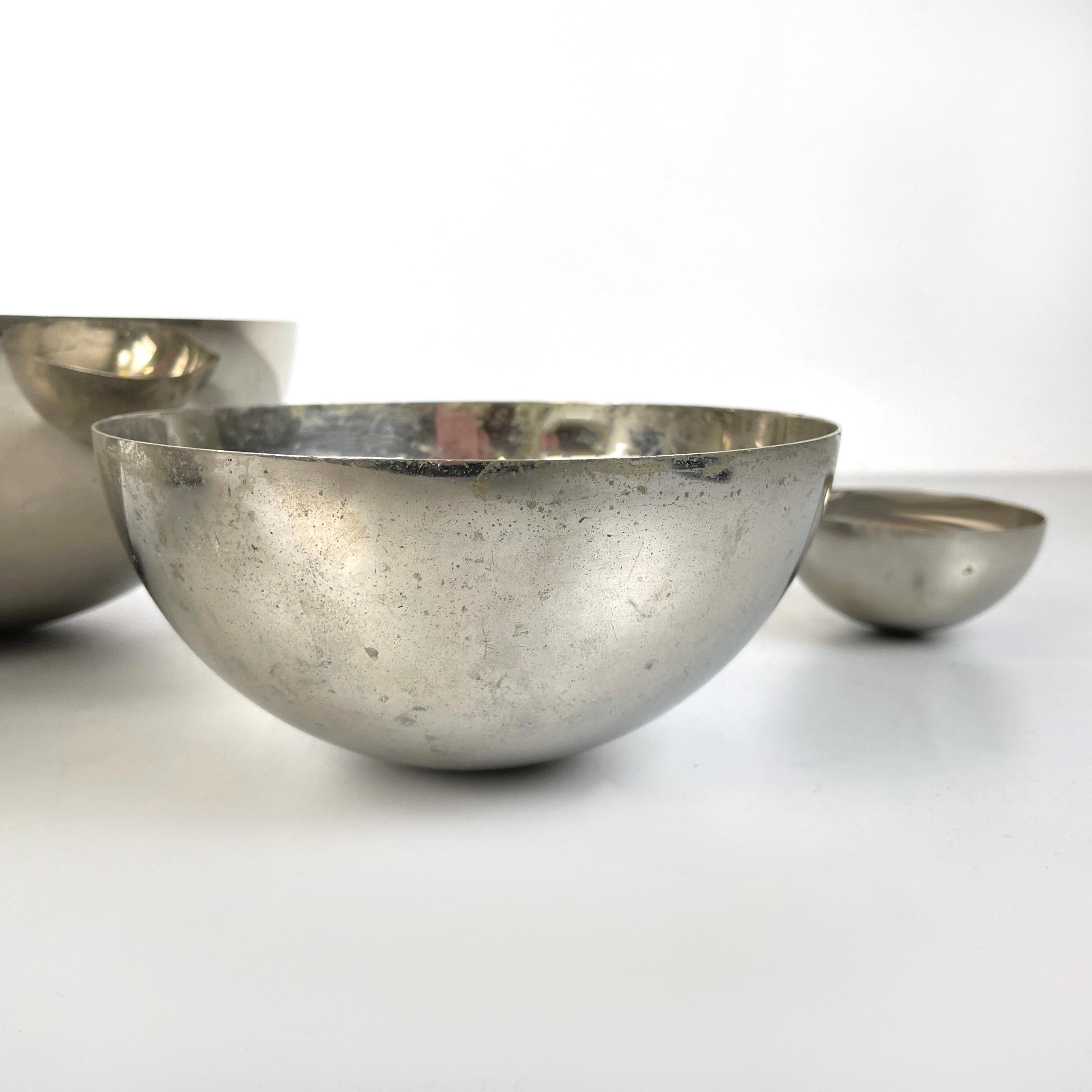 Italian mid-century modern metal hemisphere serving bowls by Danese, 1970s For Sale 5