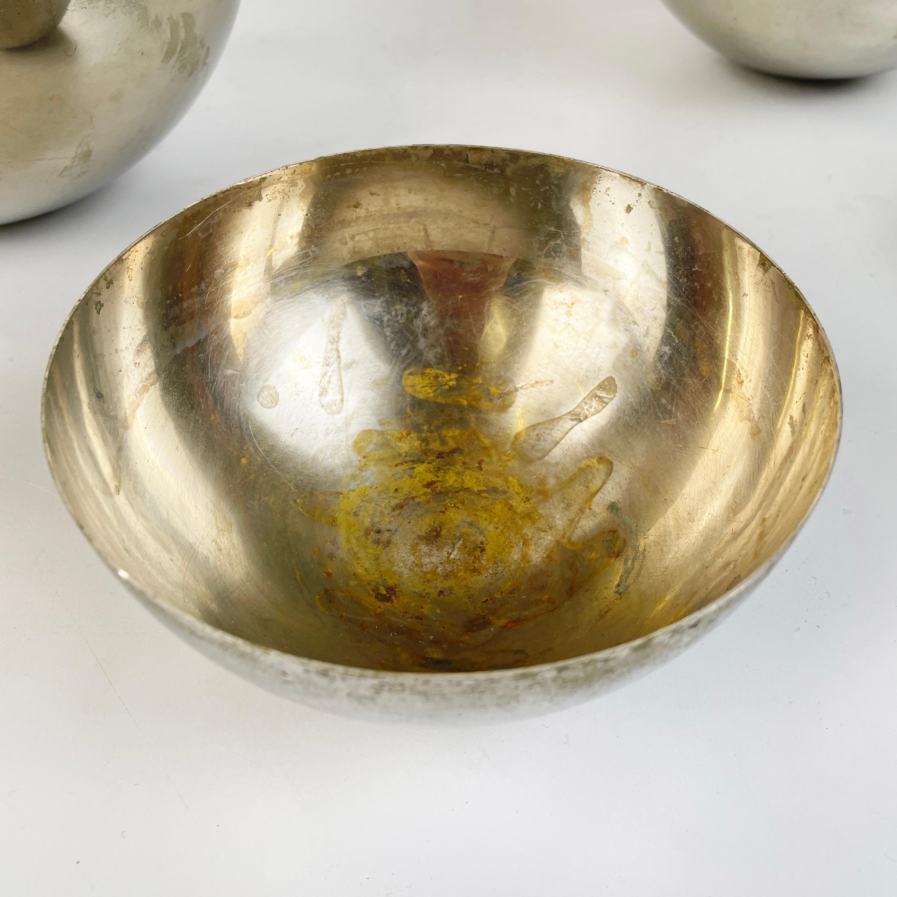 Italian mid-century modern metal hemisphere serving bowls by Danese, 1970s For Sale 8