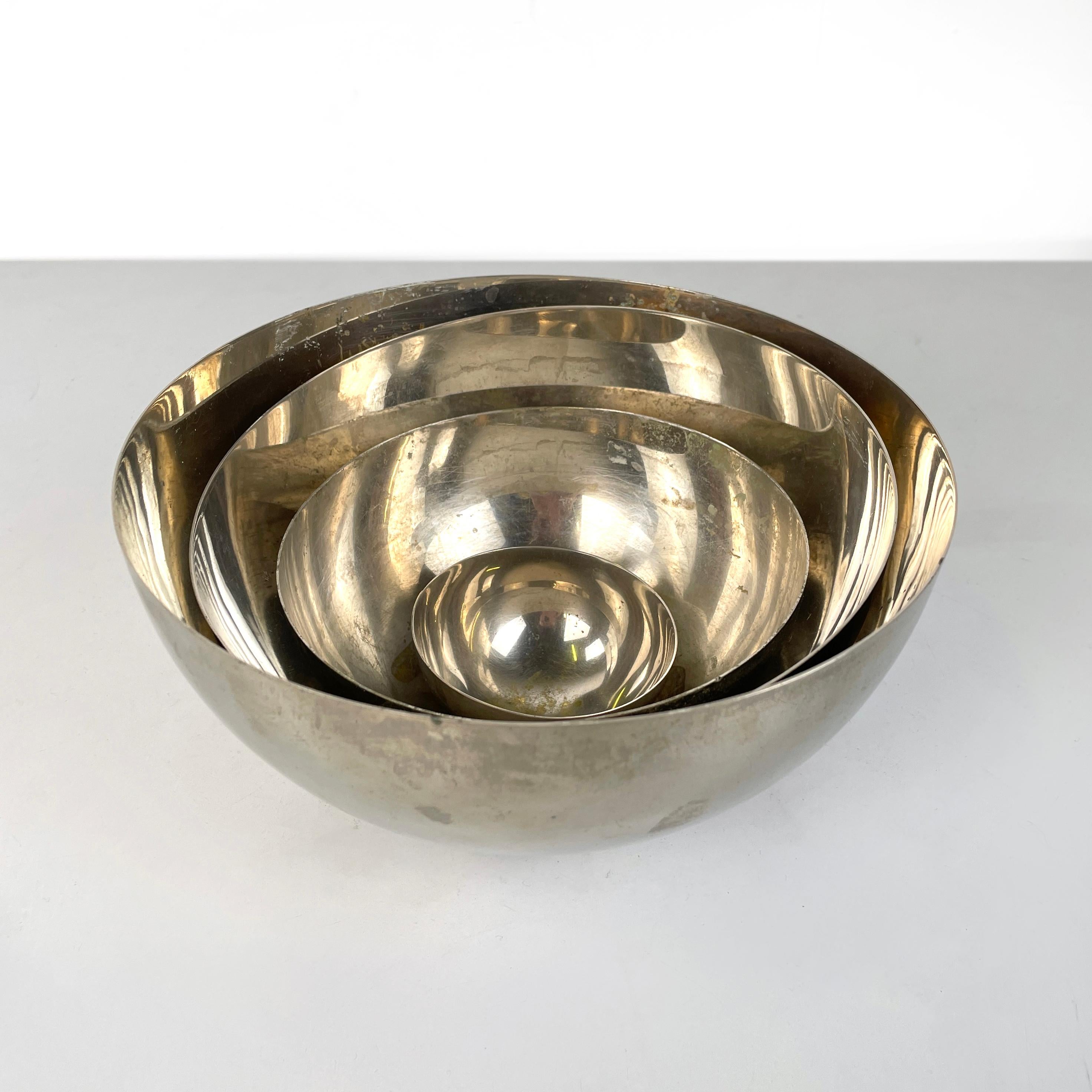 Mid-Century Modern Italian mid-century modern metal hemisphere serving bowls by Danese, 1970s For Sale