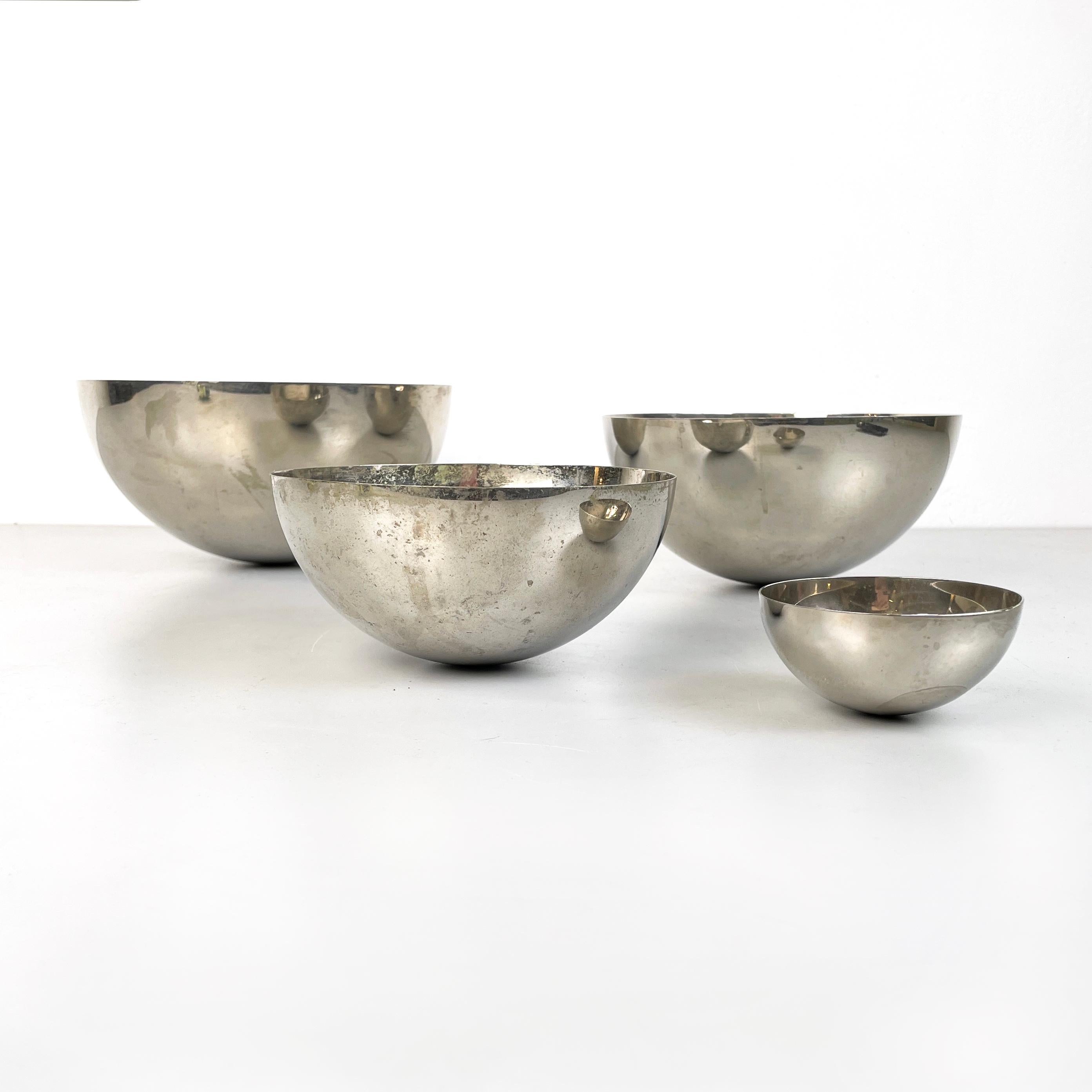 Italian mid-century modern metal hemisphere serving bowls by Danese, 1970s In Fair Condition For Sale In MIlano, IT