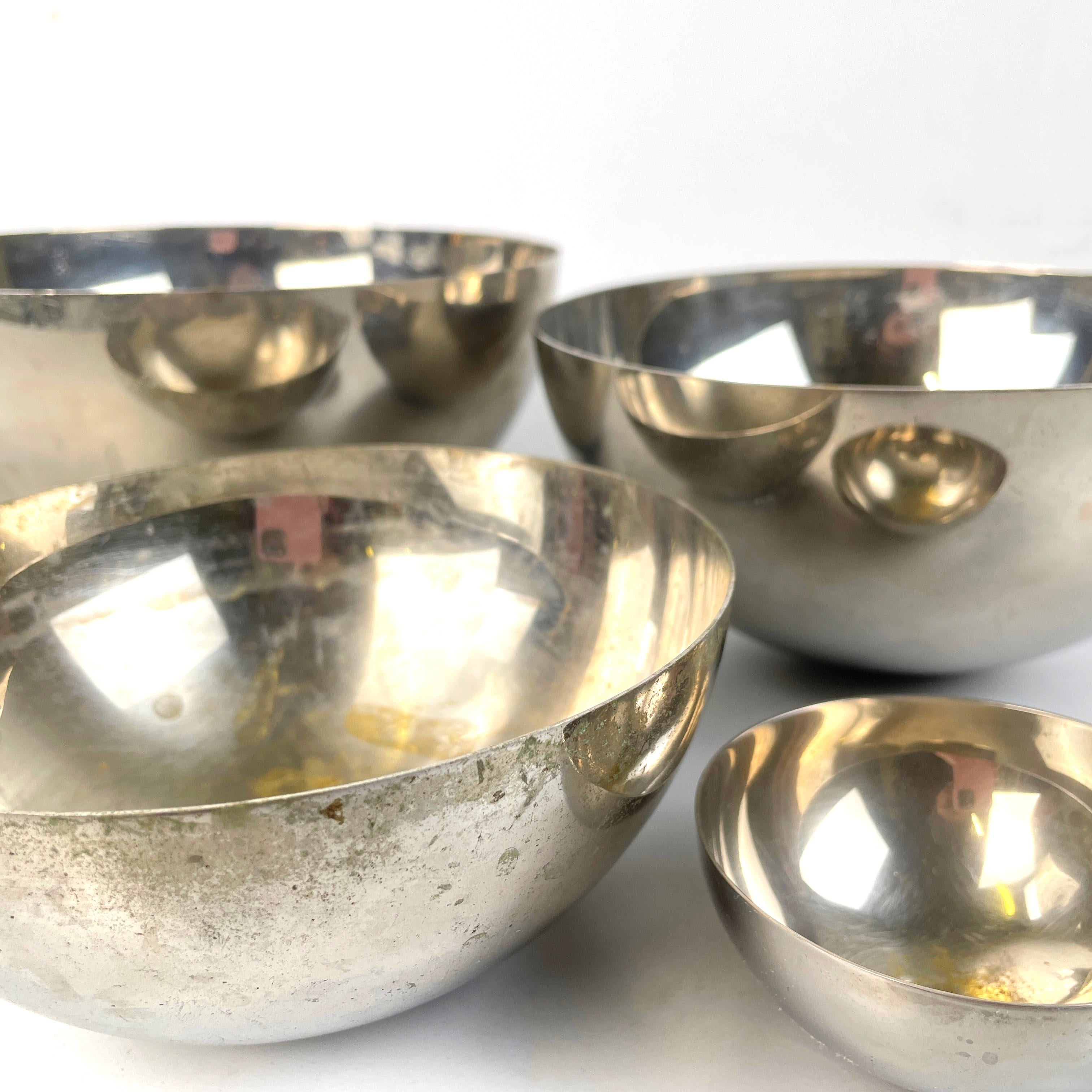 Italian mid-century modern metal hemisphere serving bowls by Danese, 1970s For Sale 3