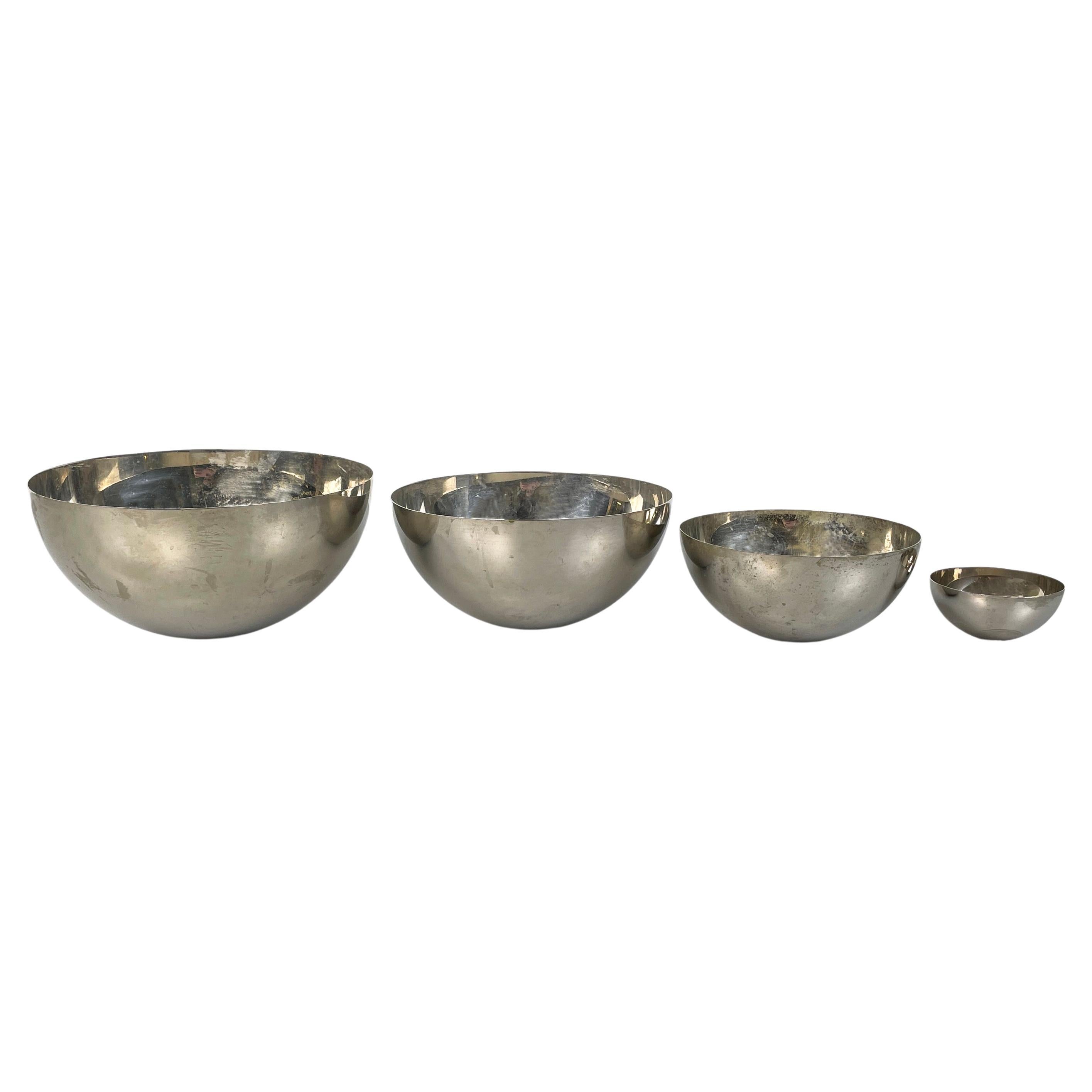 Italian mid-century modern metal hemisphere serving bowls by Danese, 1970s For Sale