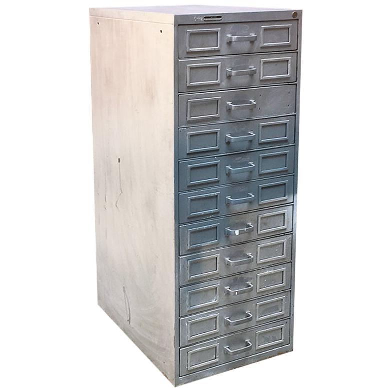 Italian Mid-Century Modern Metal Industrial Archive with Drawers, 1960s