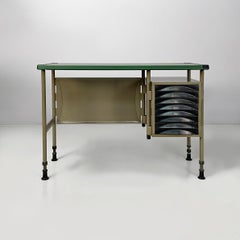 Italian mid-century modern metal leather plastic desk BBPR Olivetti, 1960s