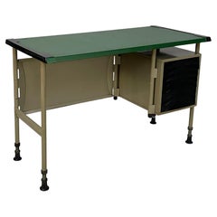 Italian mid-century modern metal leather plastic desk BBPR Olivetti, 1960s