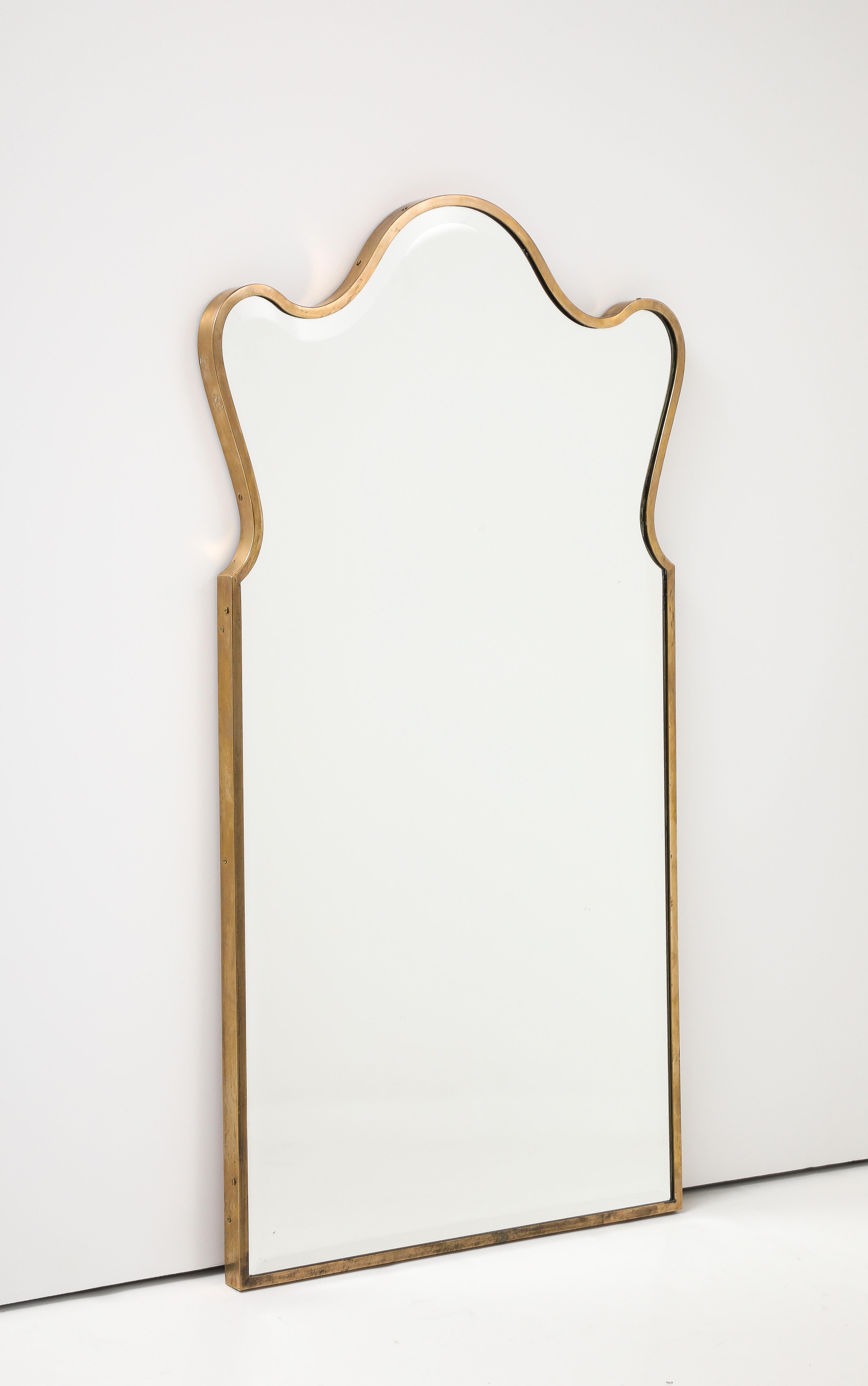 Italian Mid Century Modern Mirror, Brass Frame and Bevelled Edge, 1950’s 5