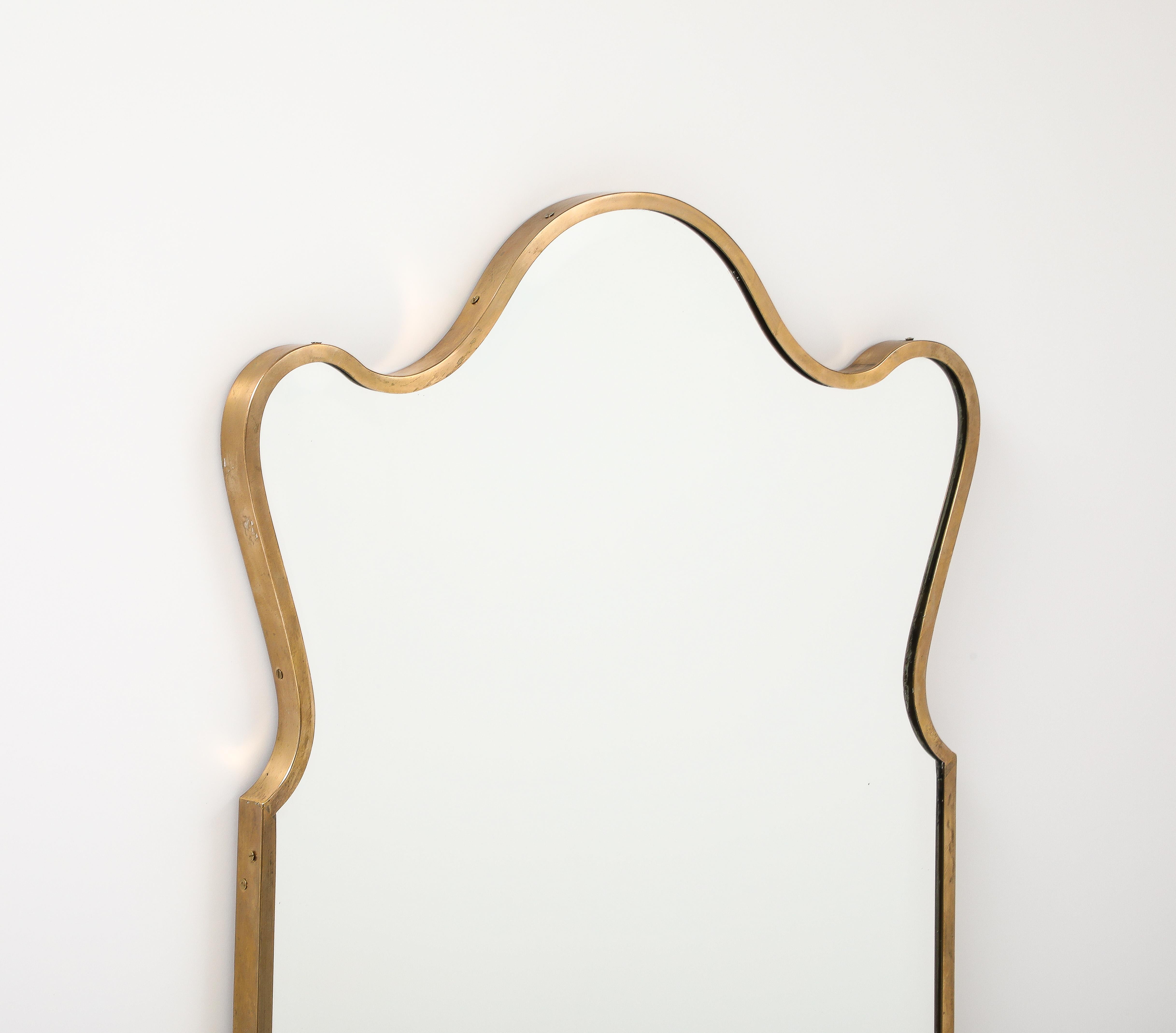 Italian Mid Century Modern Mirror, Brass Frame and Bevelled Edge, 1950’s 6