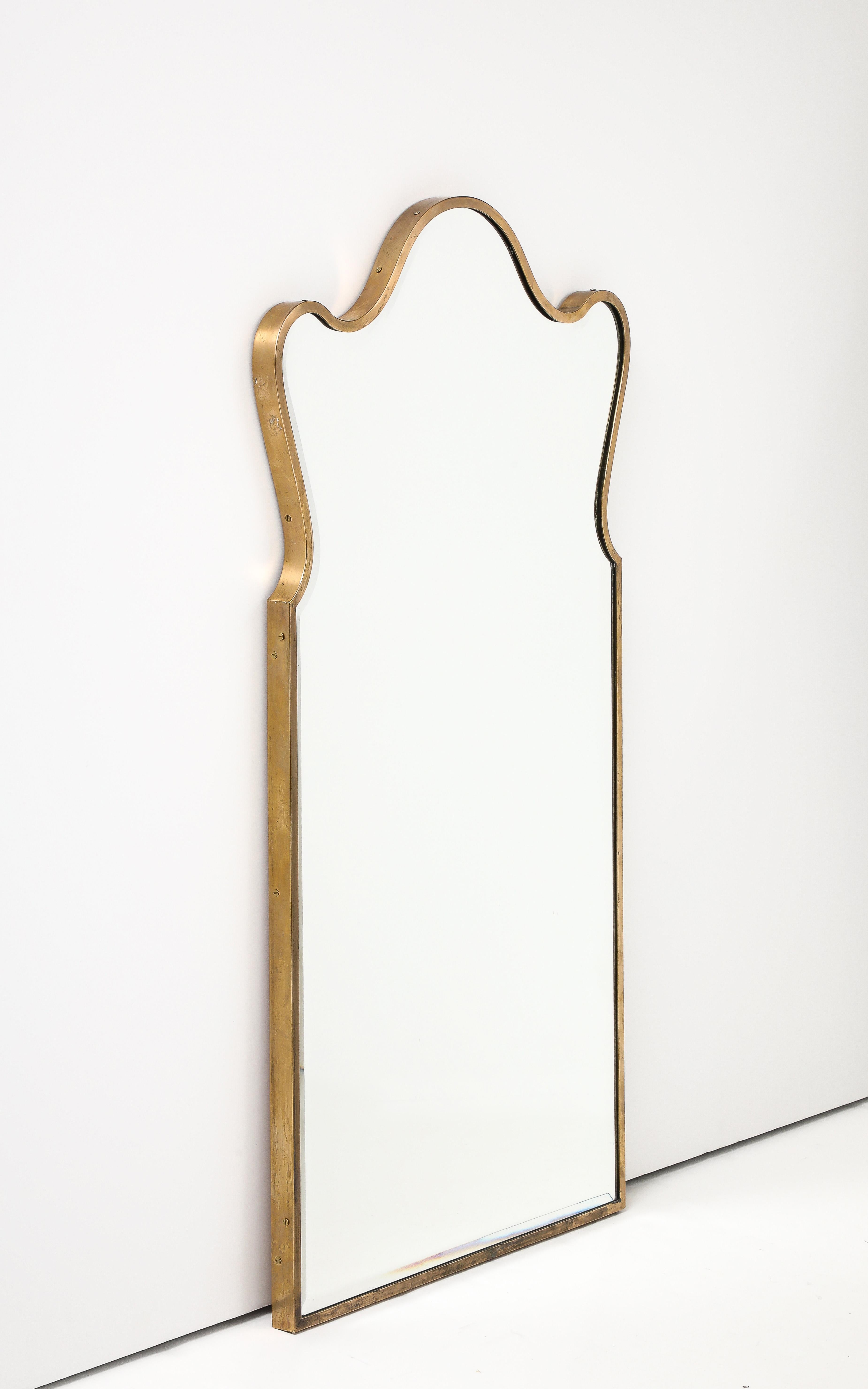Italian Mid Century Modern Mirror, Brass Frame and Bevelled Edge, 1950’s 7