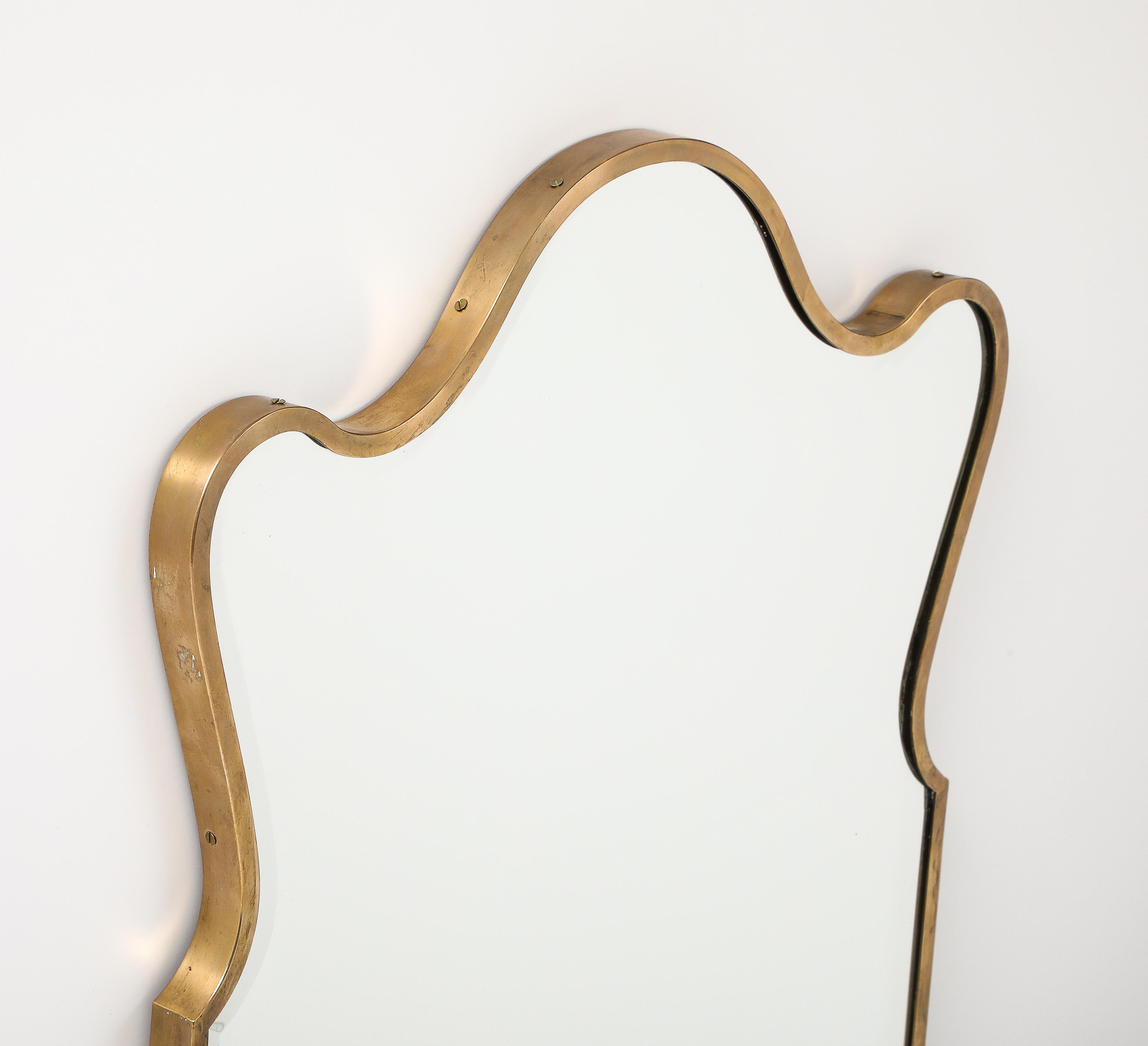 Italian Mid Century Modern Mirror, Brass Frame and Bevelled Edge, 1950’s 8