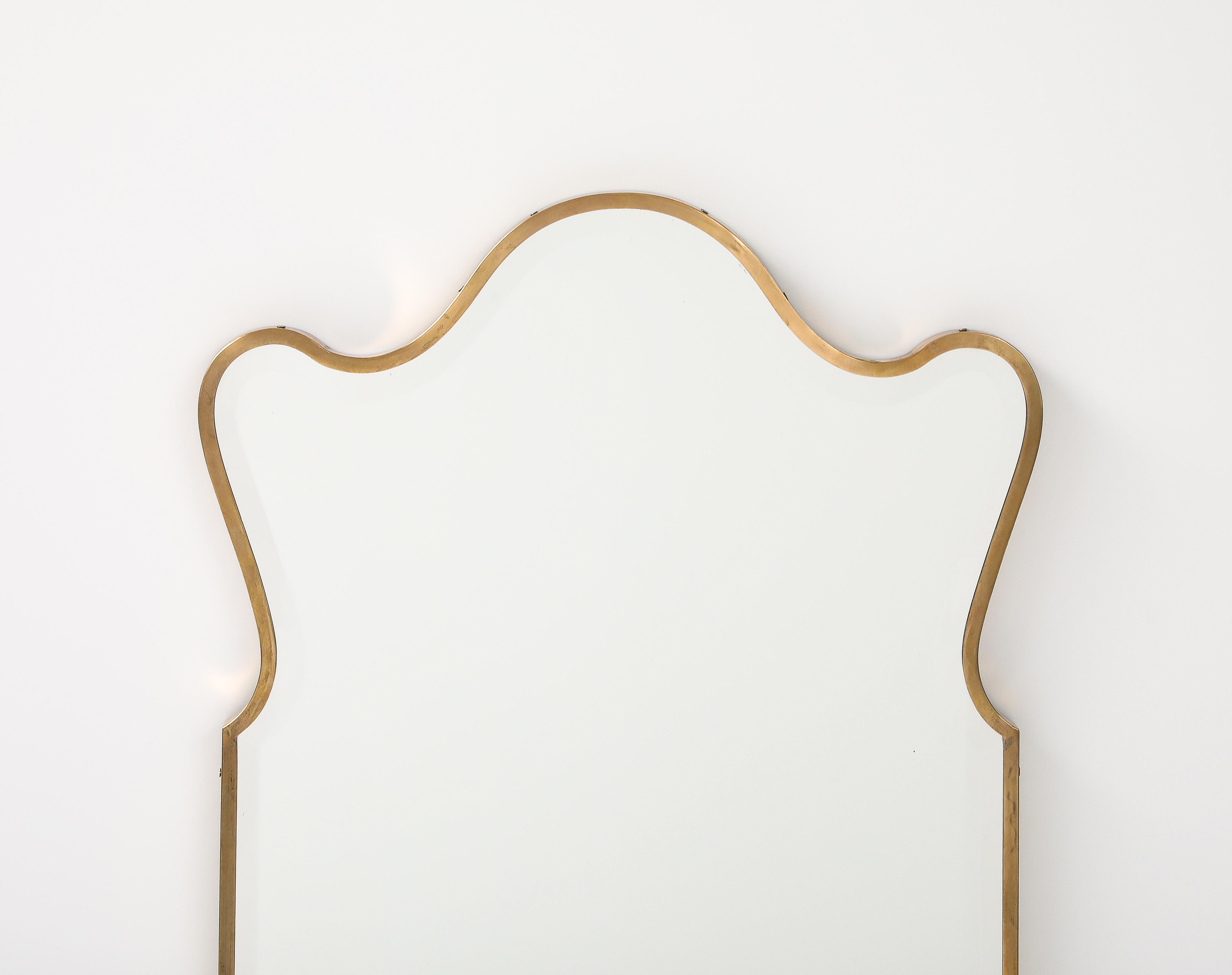 Italian Mid Century Modern Mirror, Brass Frame and Bevelled Edge, 1950’s 4