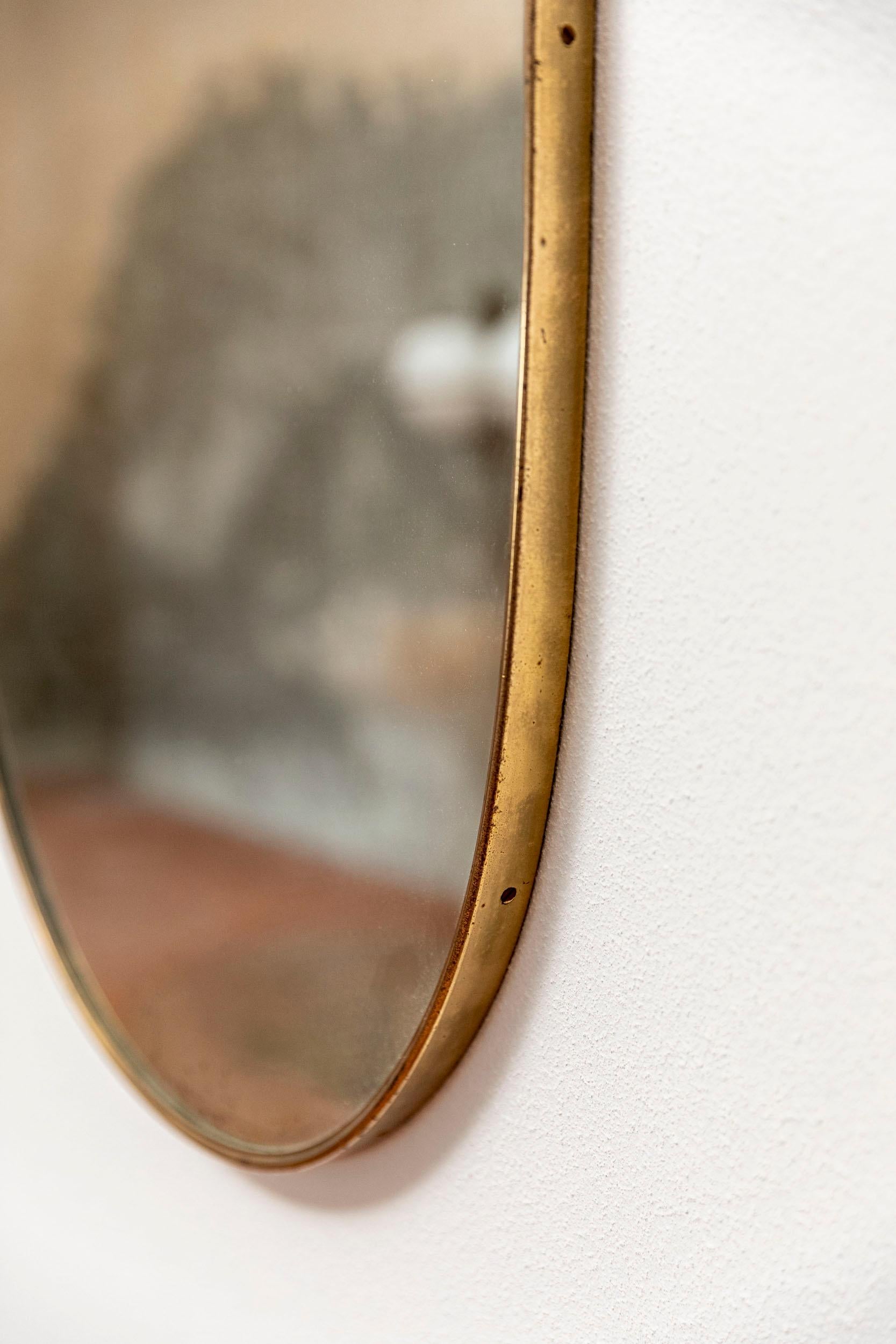 Brass Italian Mid-Century Modern Mirror Inspired to Gio Ponti