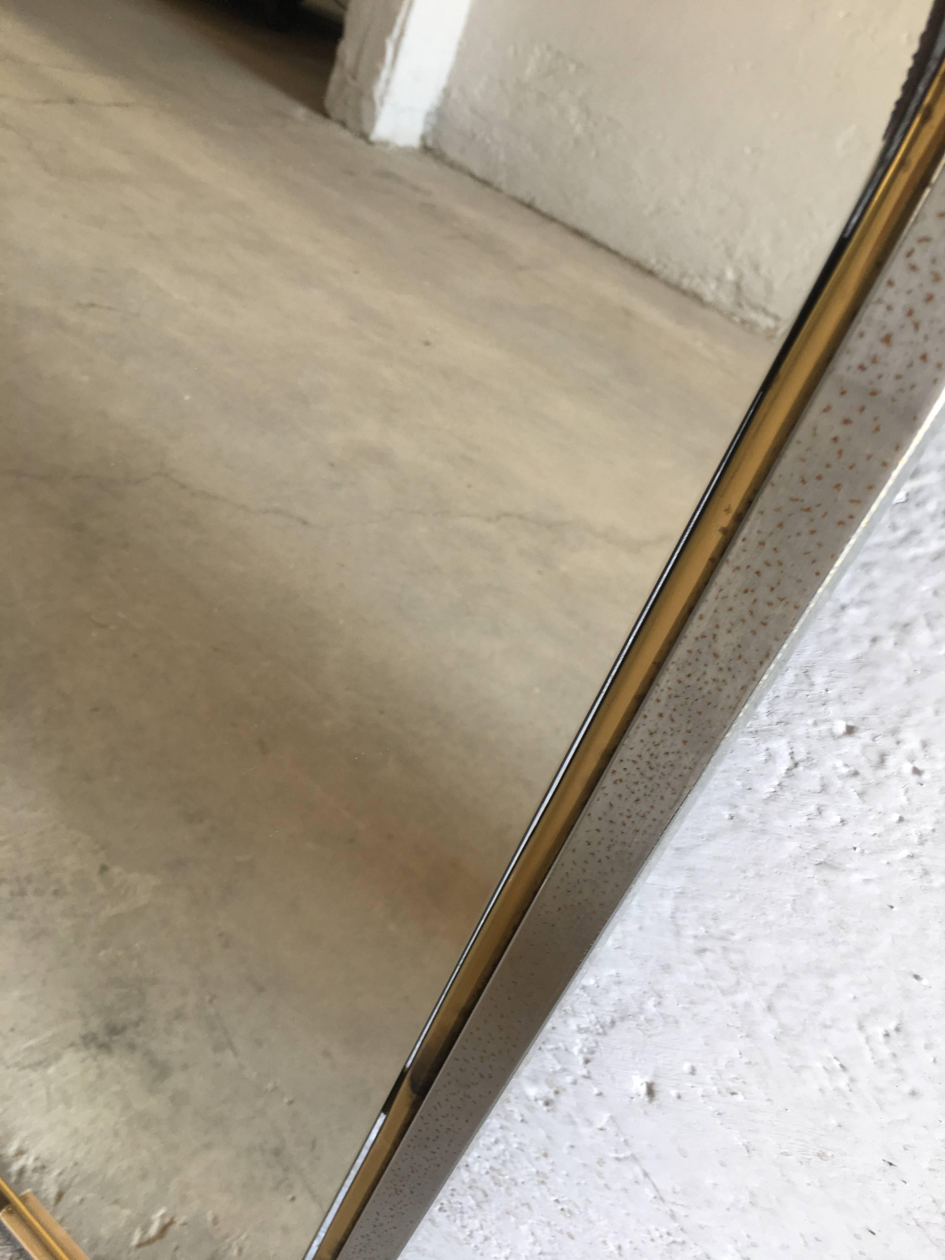 Italian Mid-Century Modern Mirror with Chrome and Brass Frame from 1970s 7