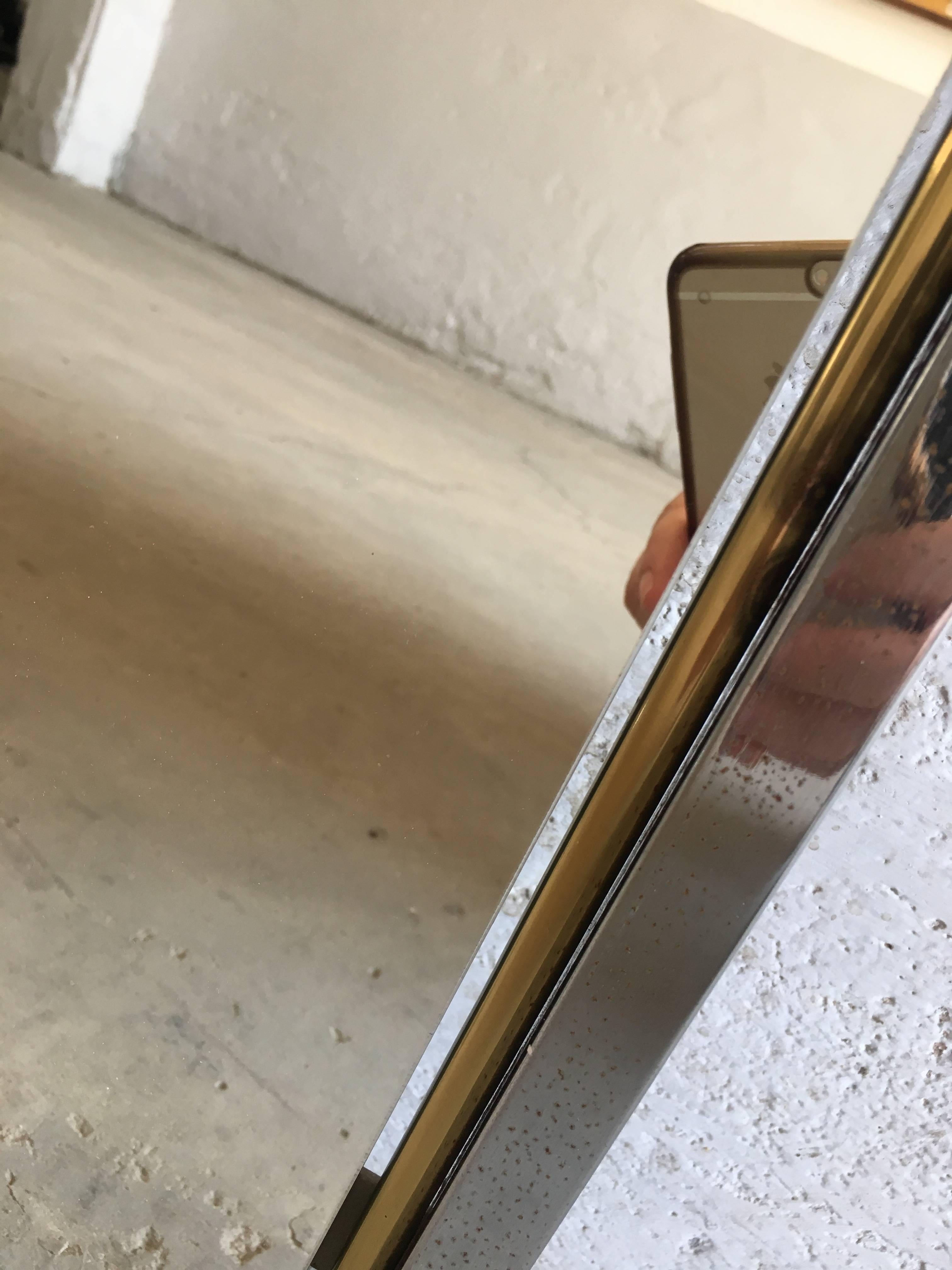 Italian Mid-Century Modern Mirror with Chrome and Brass Frame from 1970s 10