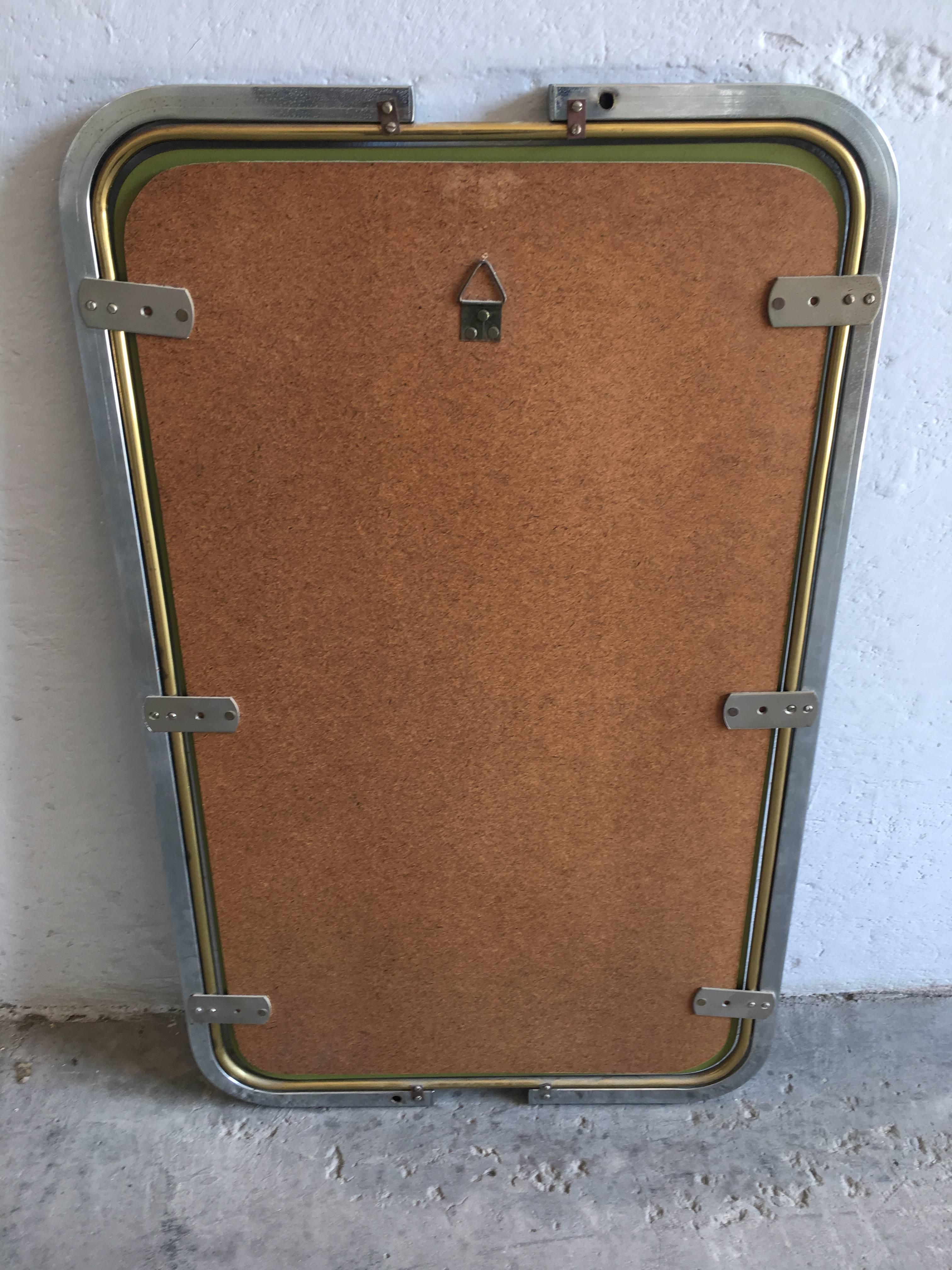 Italian Mid-Century Modern Mirror with Chrome and Brass Frame from 1970s 11