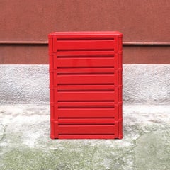 Italian Mid-Century Modern Modular Red Plastic Chest of Drawers by Kartell 1970s