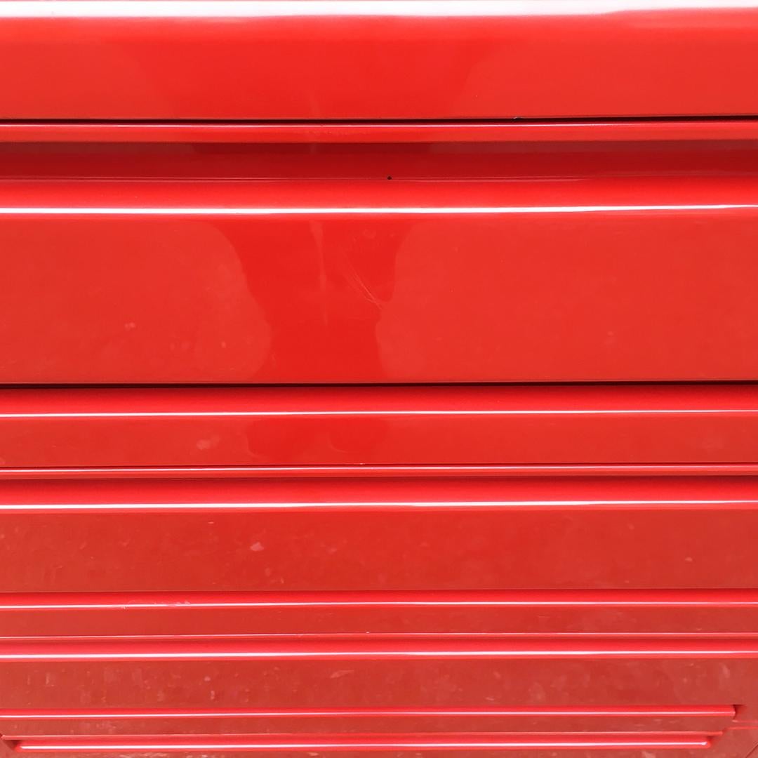 Italian Mid-Century Modern Modular Red Plastic Chest of Drawers by Kartell 1970s 4