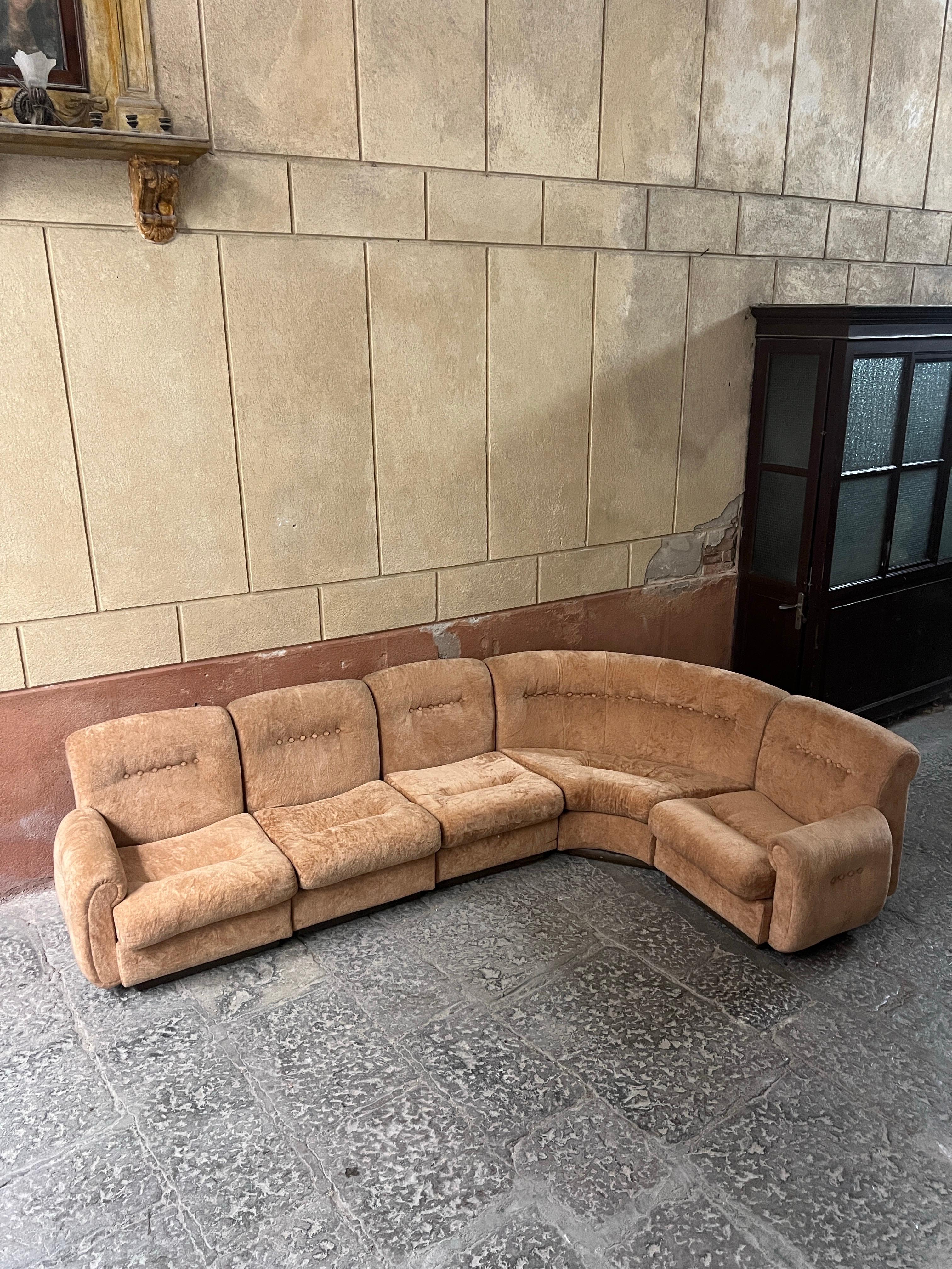 Sofá modular italiano Mid Century Modern años 70 Tela en venta