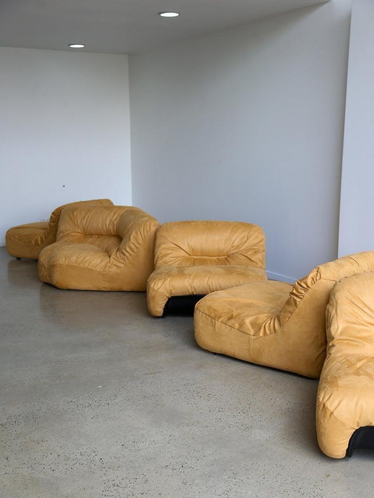 Suede Italian Mid Century Modern Modular Sofa By Diego Mattu for P1 1960s For Sale