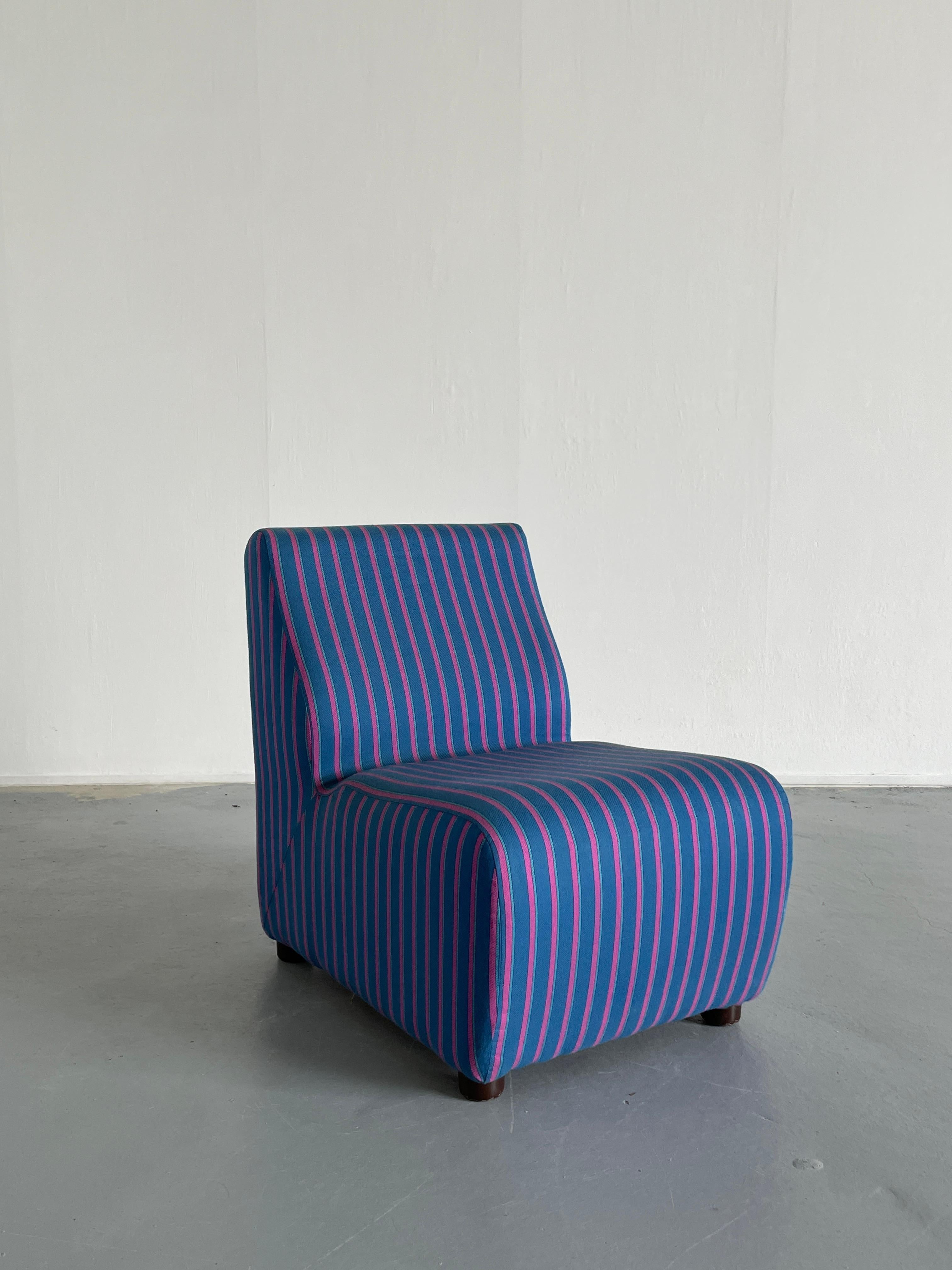 Mid-Century Modern Italian Mid-Century-Modern Modular Sofa Modules in Blue Striped Upholstery, 70s
