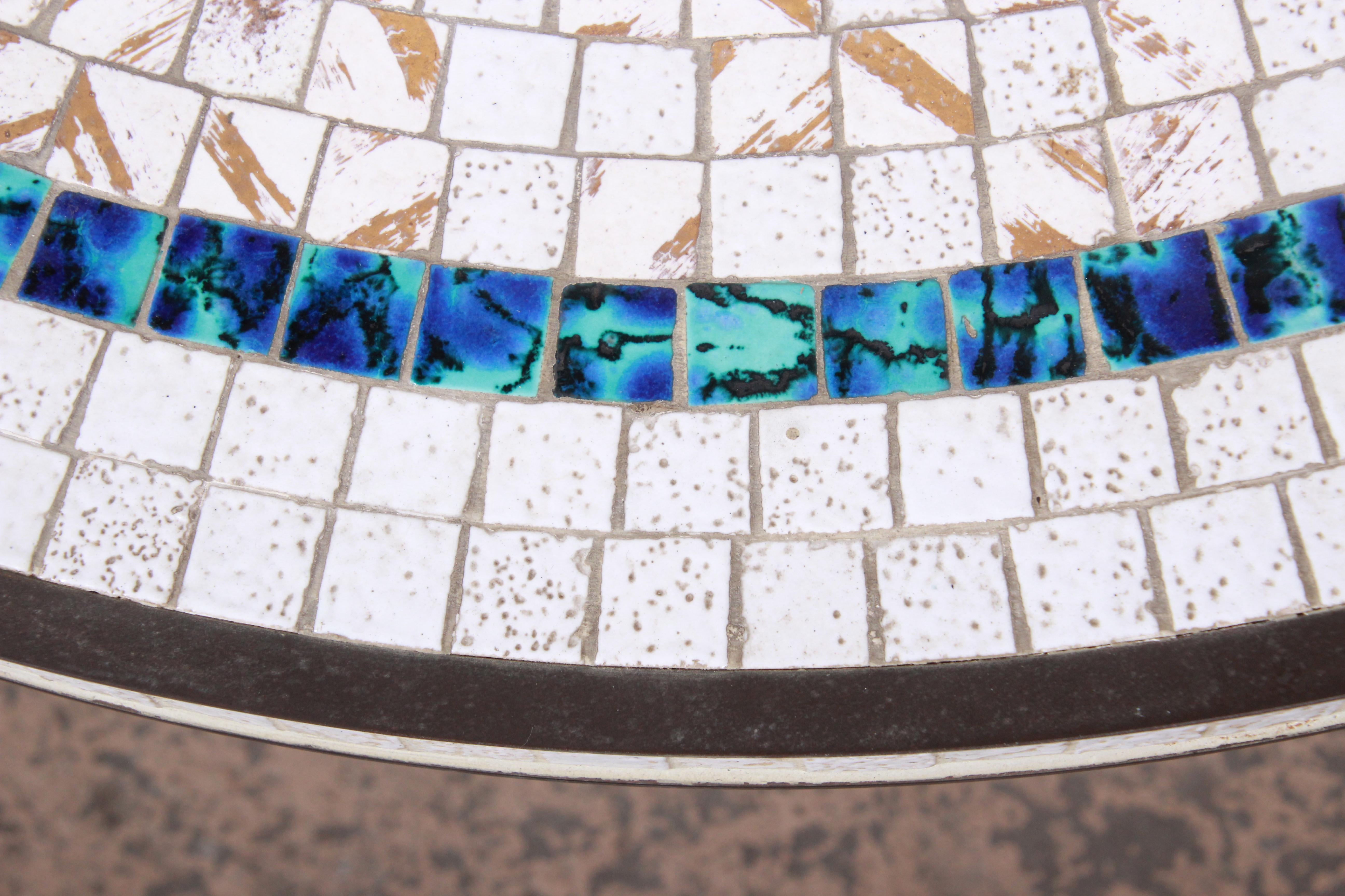 Italian Mid-Century Modern Mosaic Tile and Brass Cocktail Table, 1950s 1