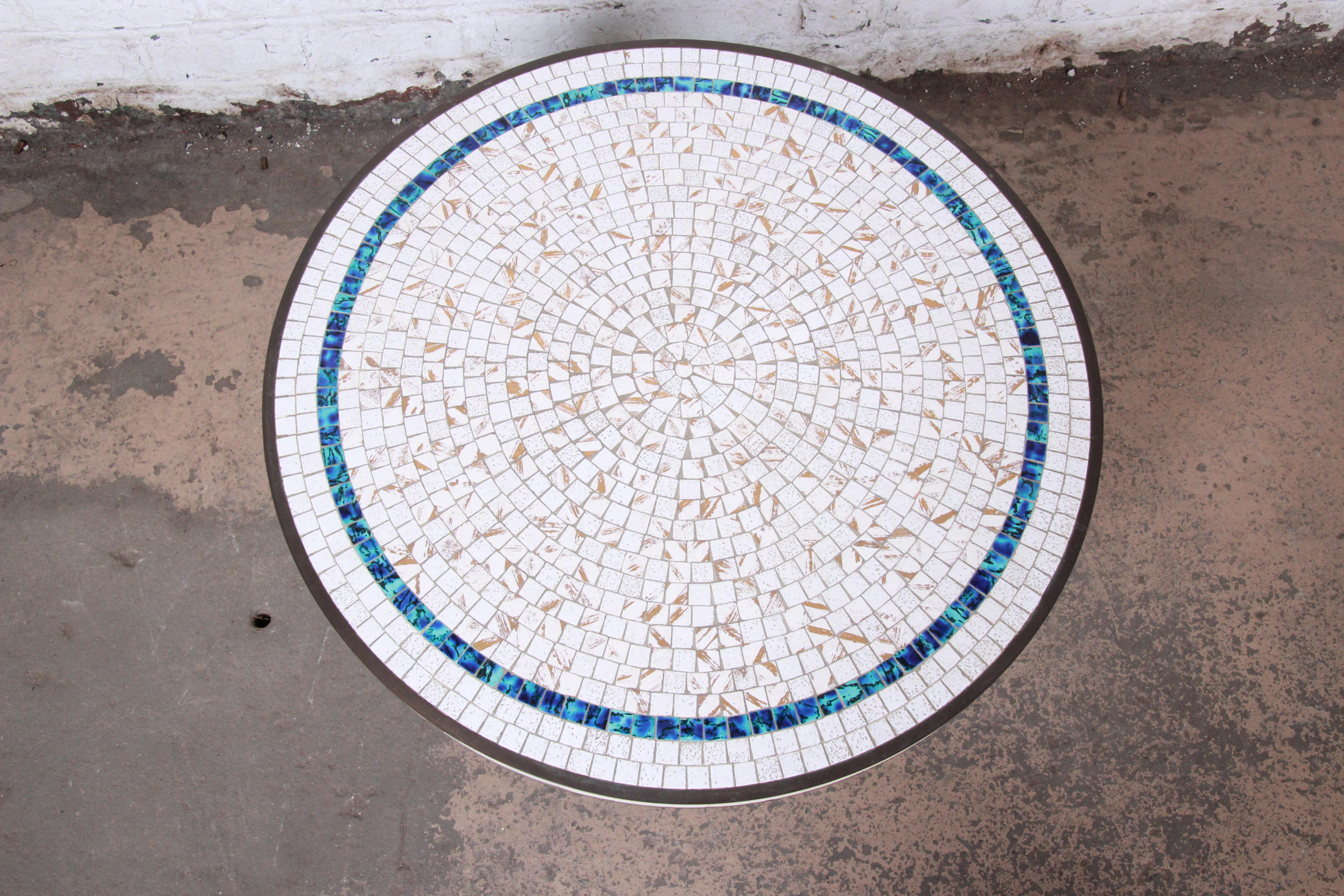 Italian Mid-Century Modern Mosaic Tile and Brass Cocktail Table, 1950s 3