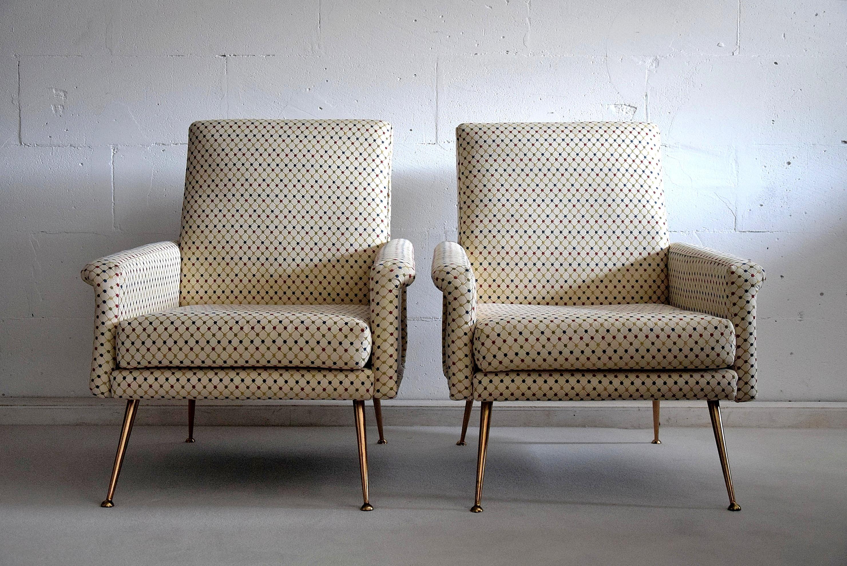 Italian Mid-Century Modern Multi-Color Lounge Chairs 4