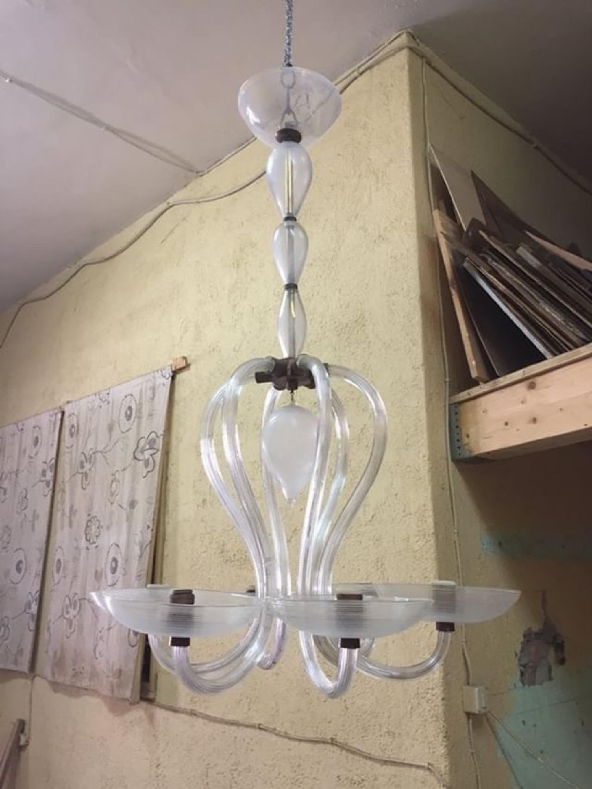 Italian Mid-Century Modern Murano Chandelier, 1940 In Excellent Condition In Sofia, BG