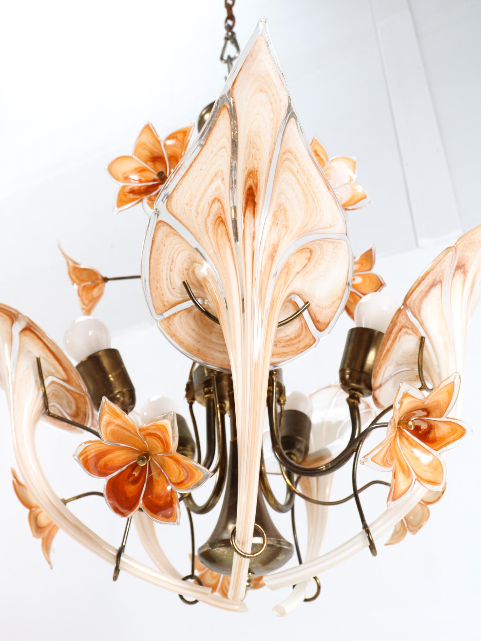 Italian Mid-Century Modern Murano Chandelier by Franco Luce for Seguso, 1970s In Good Condition For Sale In Amsterdam, NL