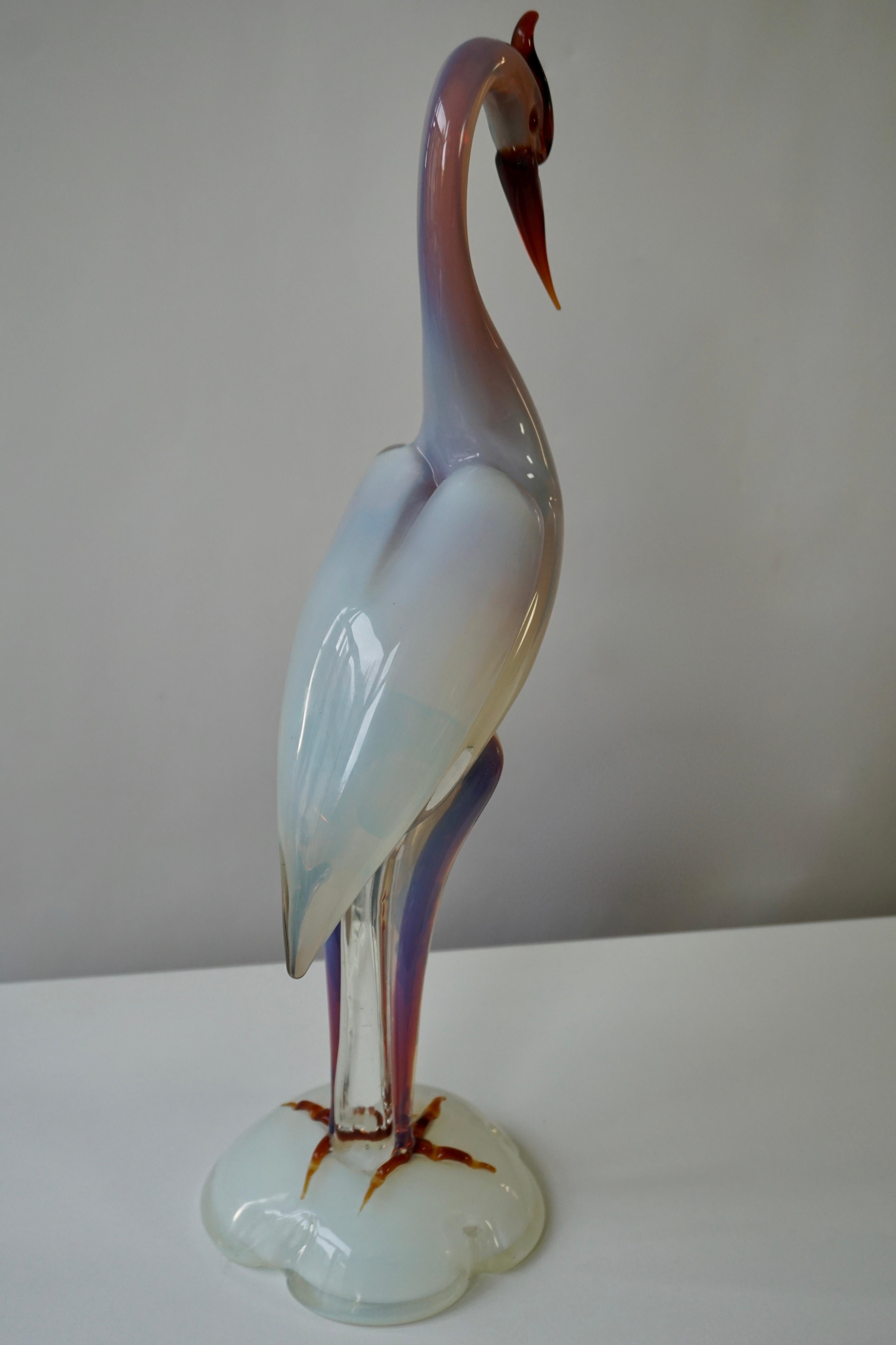 Hollywood Regency Italian Mid-Century Modern Murano Glass Bird Sculpture