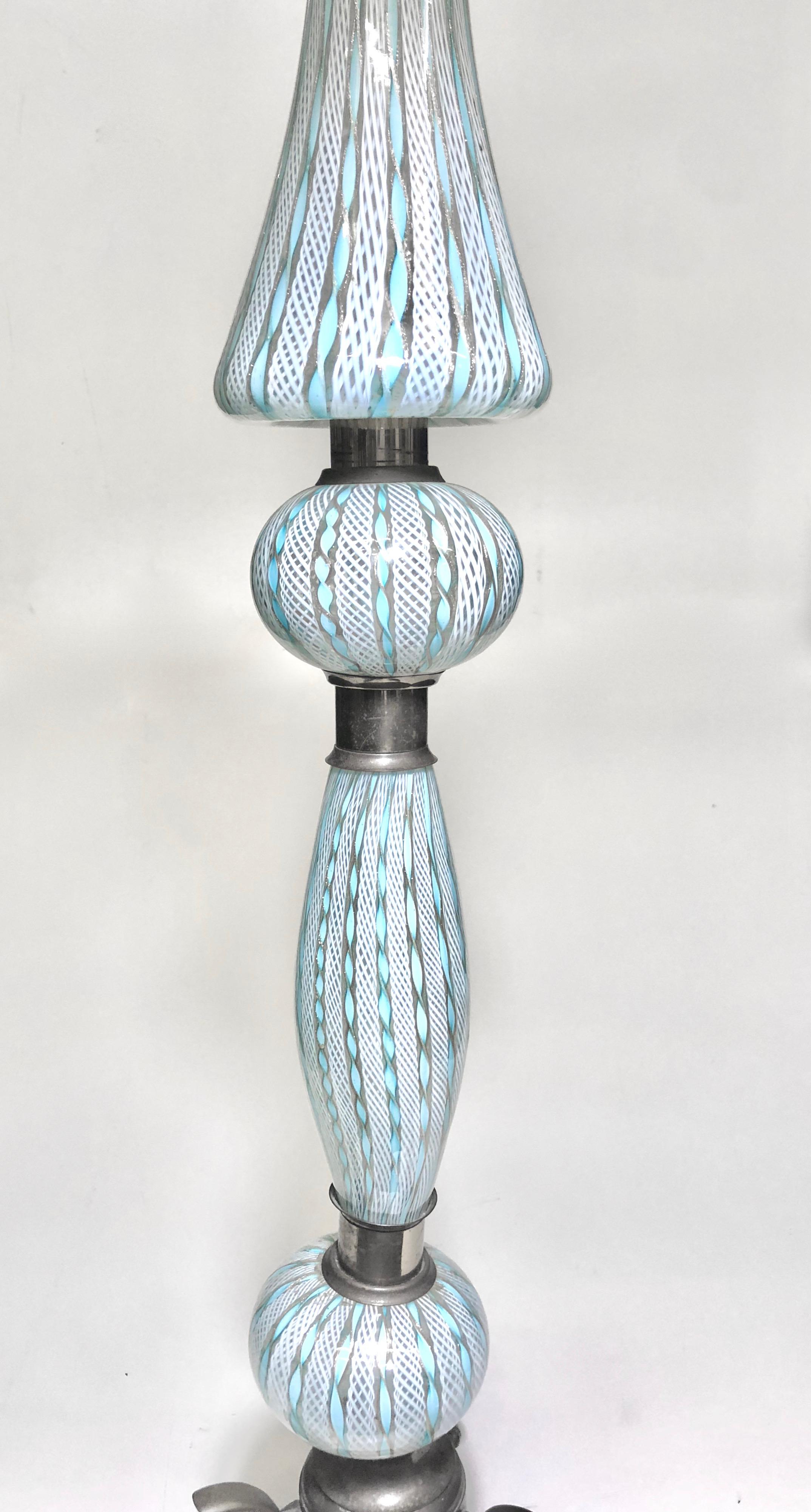 Metal Italian Mid-Century Modern Murano Glass Floor Lamp