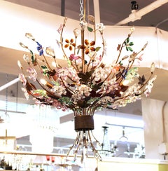 Italian Mid-Century Modern Murano Glass Flower Bouquet Chandelier