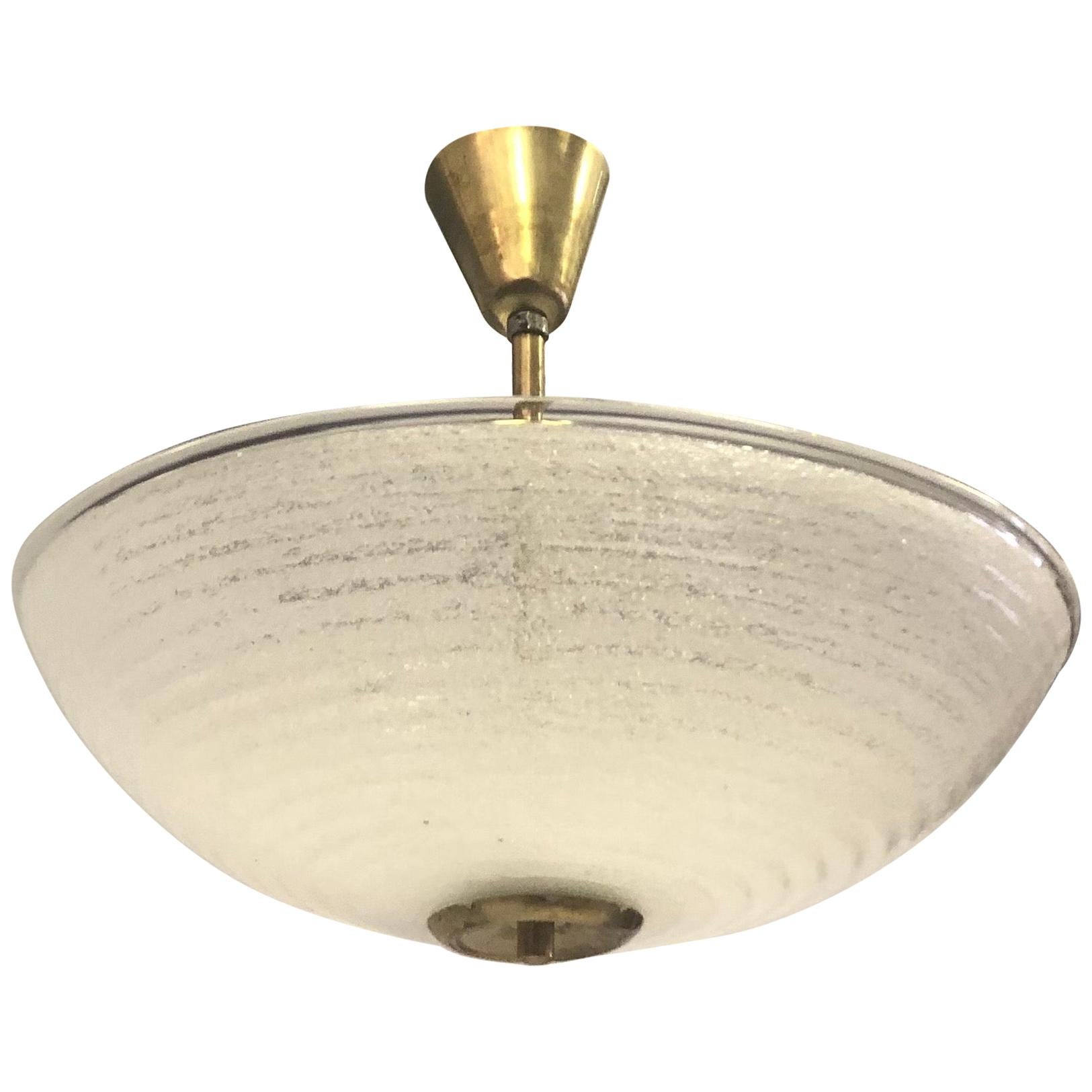 3 Italian Mid-Century Modern Murano Glass / Crystal Floral Flush Mount ...