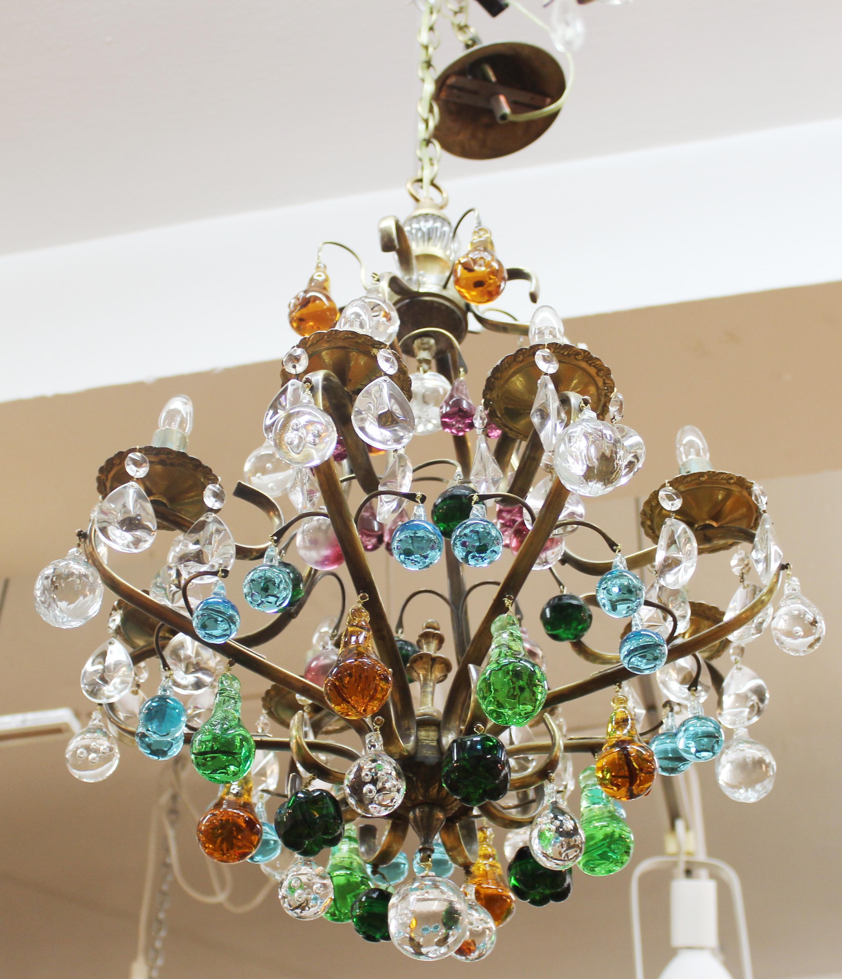 Italian Mid-Century Modern Murano Glass Fruit Chandelier In Good Condition In New York, NY