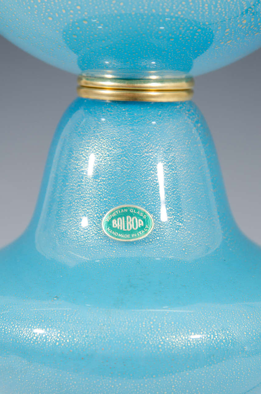 Italian Mid-Century Modern Murano Glass Table Lamps with Gold Flecks 3
