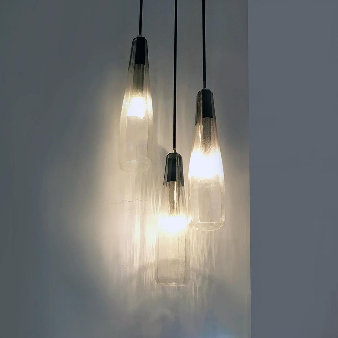 Italian Mid-Century Modern Murano Glass Three-Light Chandelier, 1970s In Good Condition For Sale In MIlano, IT