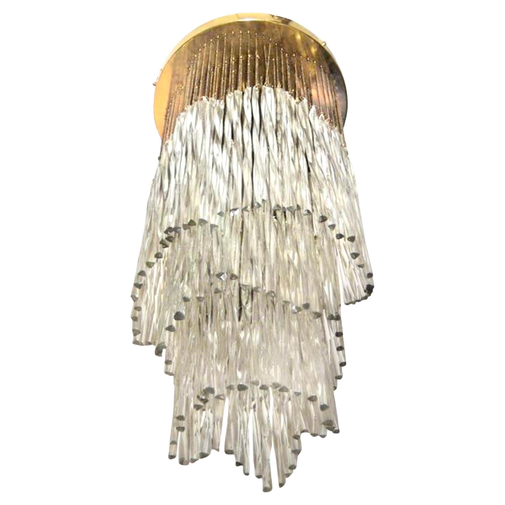 Lámpara italiana de mediados de siglo con cascada de cristal de Murano de Venini