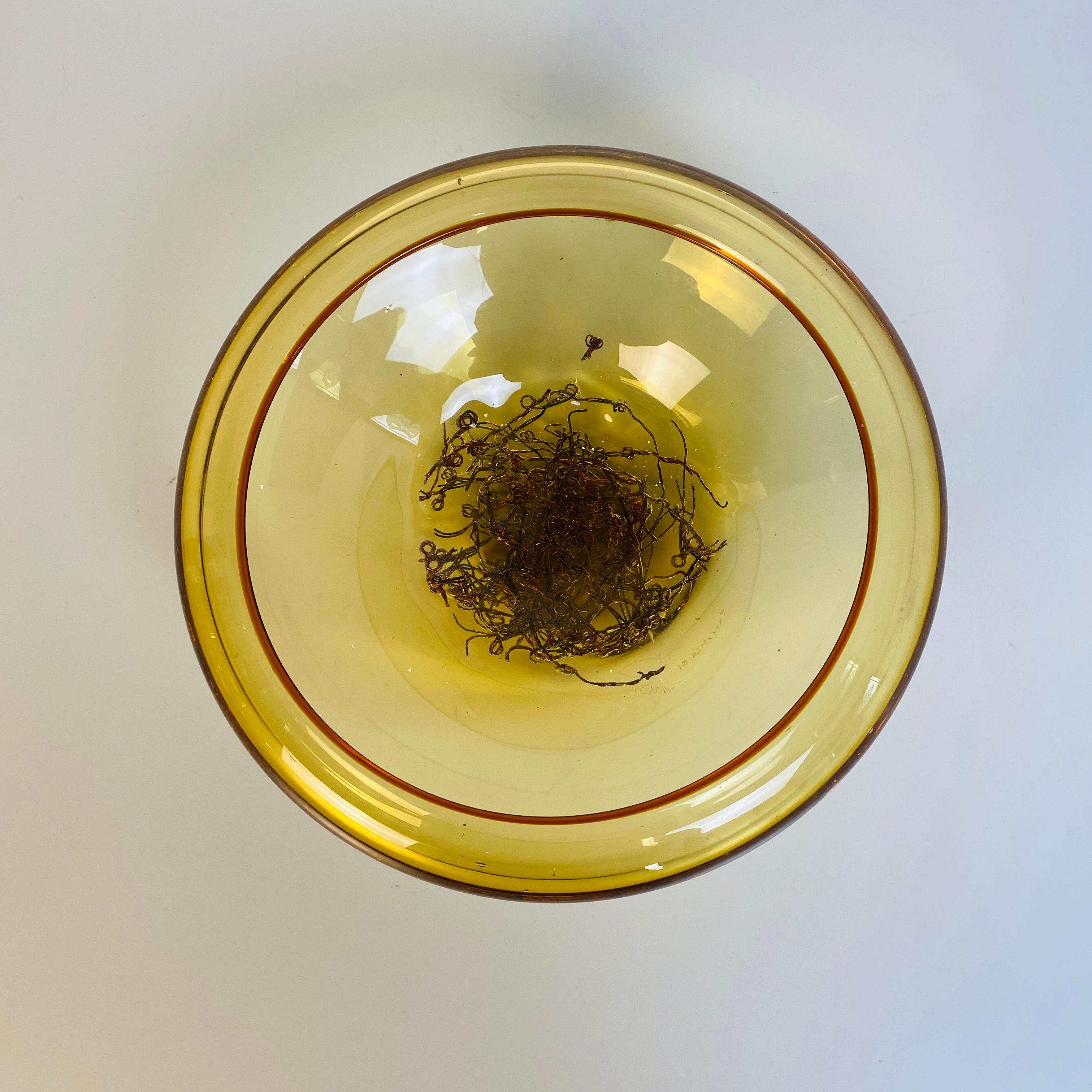 Italian Mid-Century Modern Murano Glass Yellow Bowl, 1970s For Sale 2