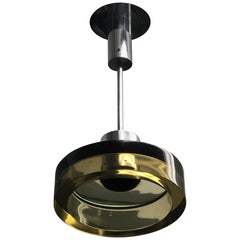 Italian Mid-Century Modern Murano Grey-Green Glass Pendant /Chandelier by Seguso
