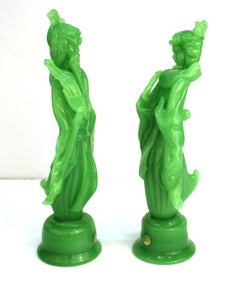 Italian Mid-Century Modern Murano 'Jade' Glass Figurines