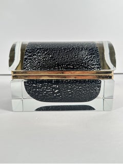 Caja de baratijas italiana de cristal artístico de Murano Mandruzzato de mediados del siglo XX