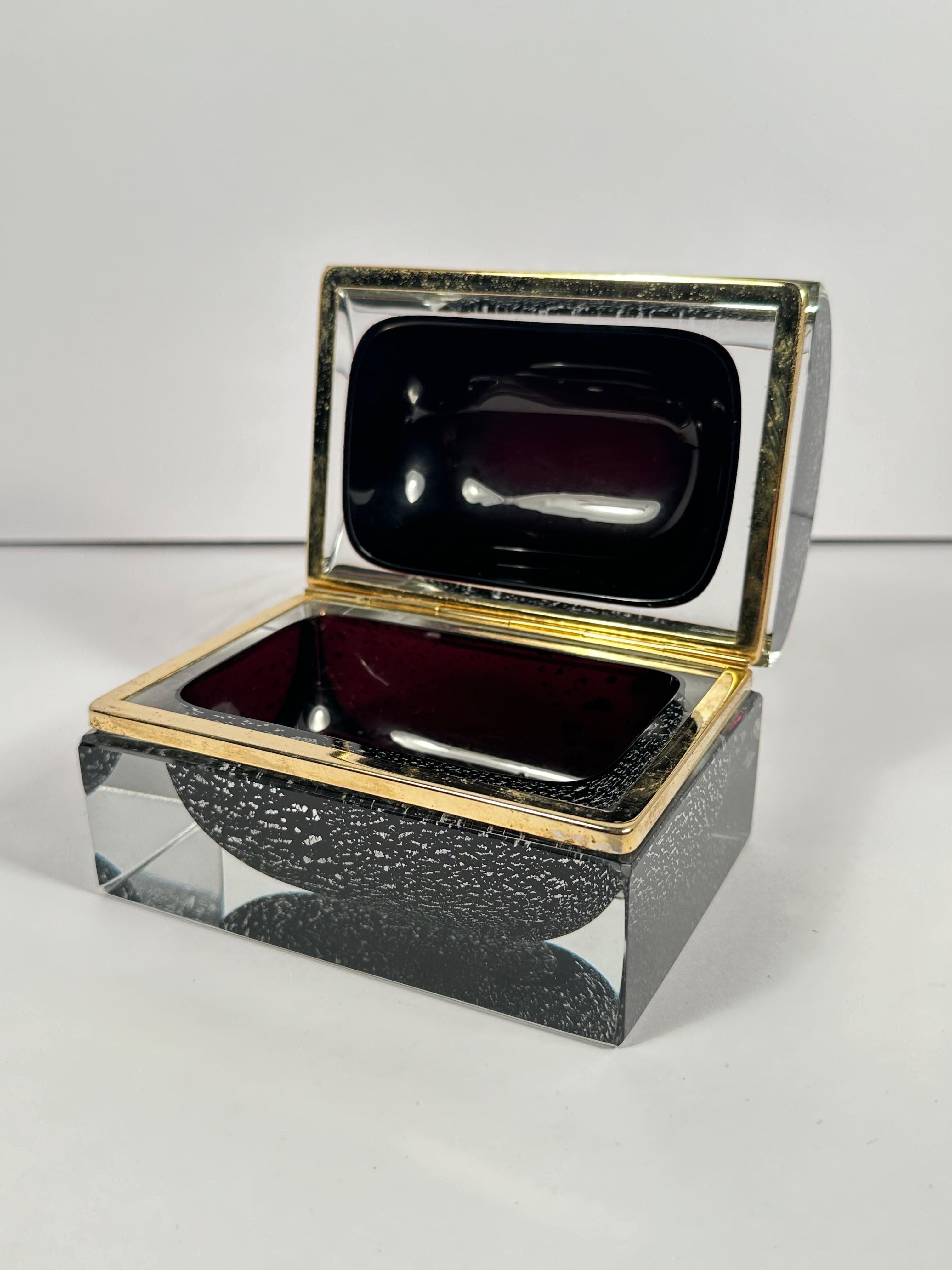 Caja de baratijas italiana de cristal artístico de Murano Mandruzzato de mediados del siglo XX Moderno de mediados de siglo en venta