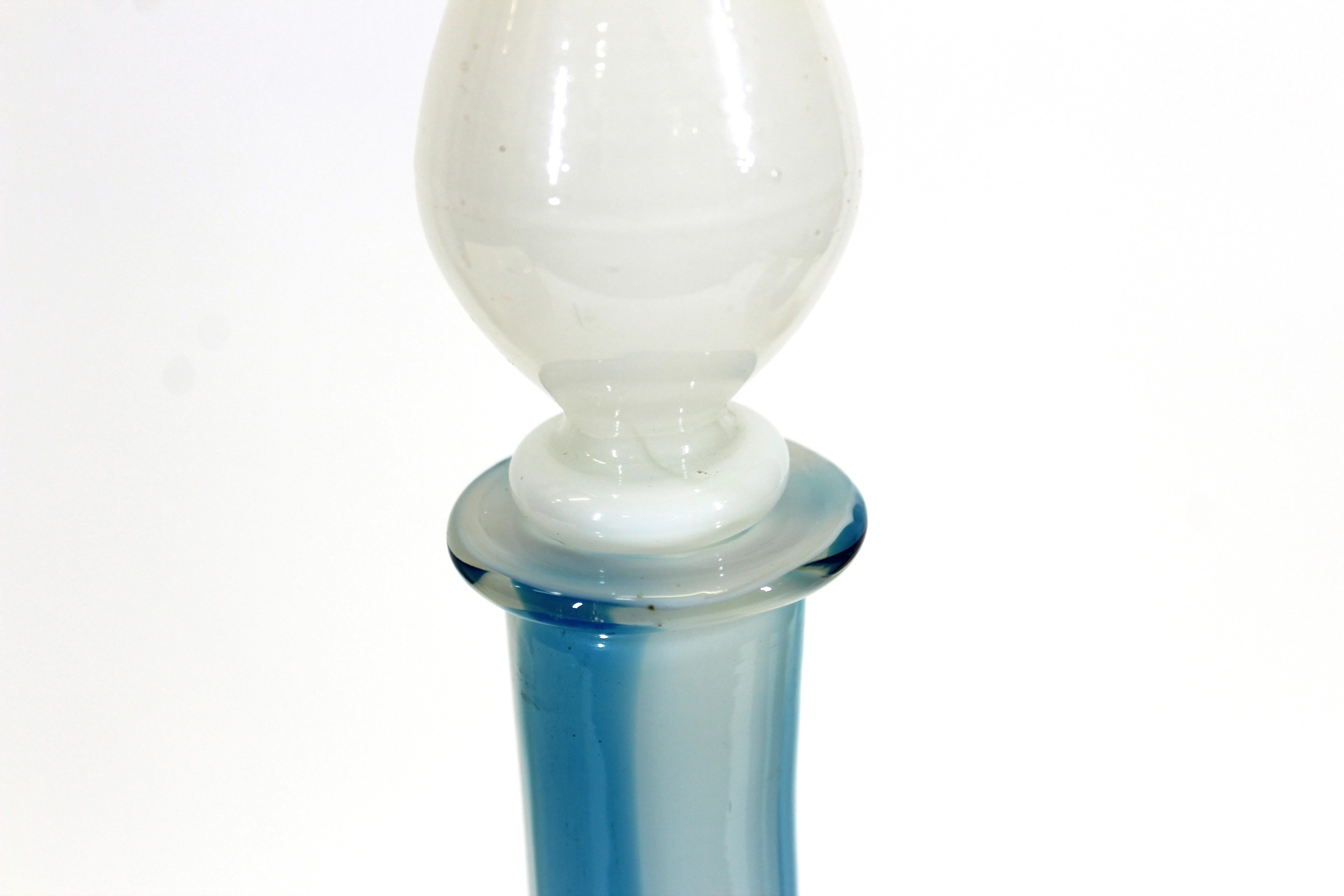 Late 20th Century Italian Mid-Century Modern Murano Opalescent Glass Gurgle Decanter