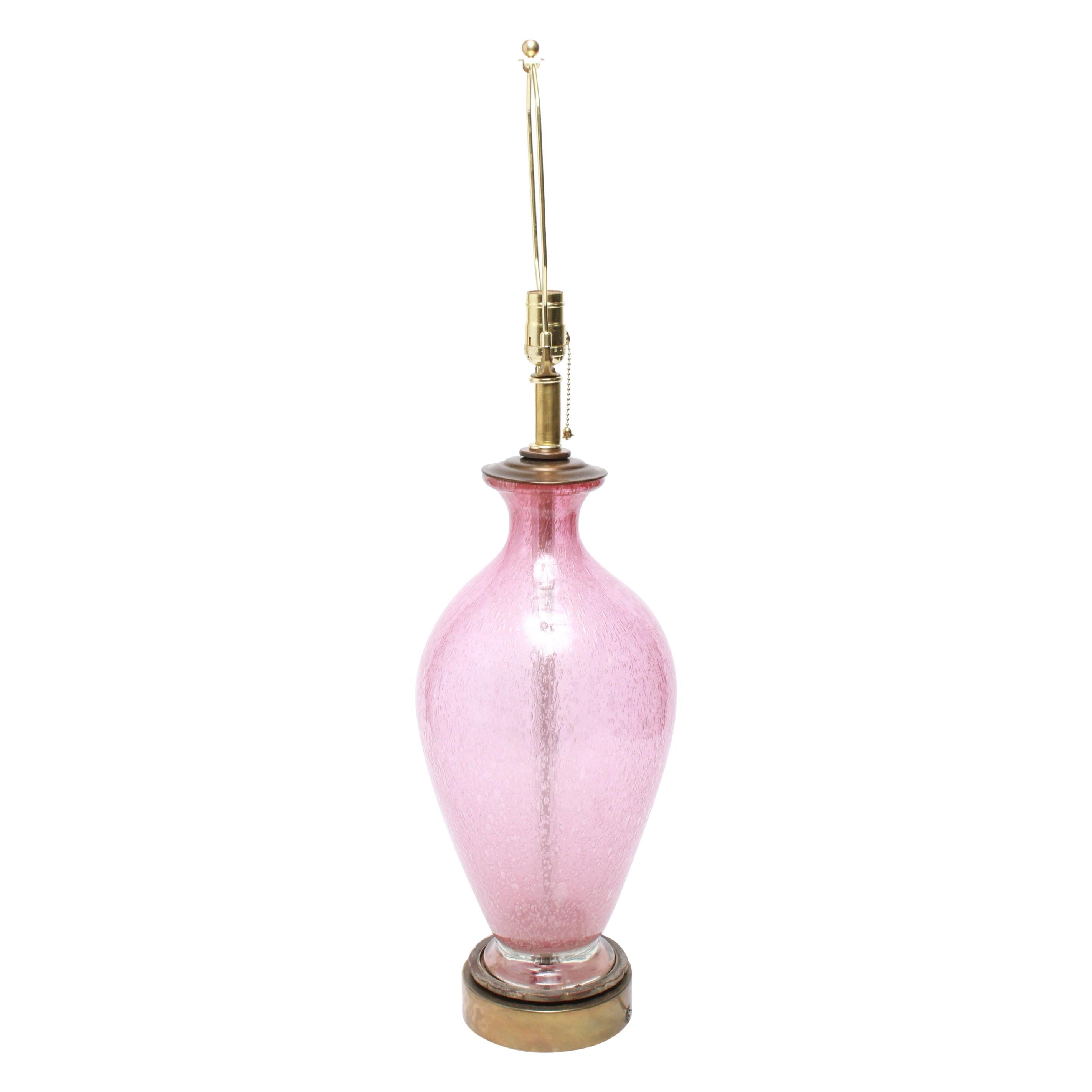 Italian Mid-Century Modern Murano Pink Glass Lamp