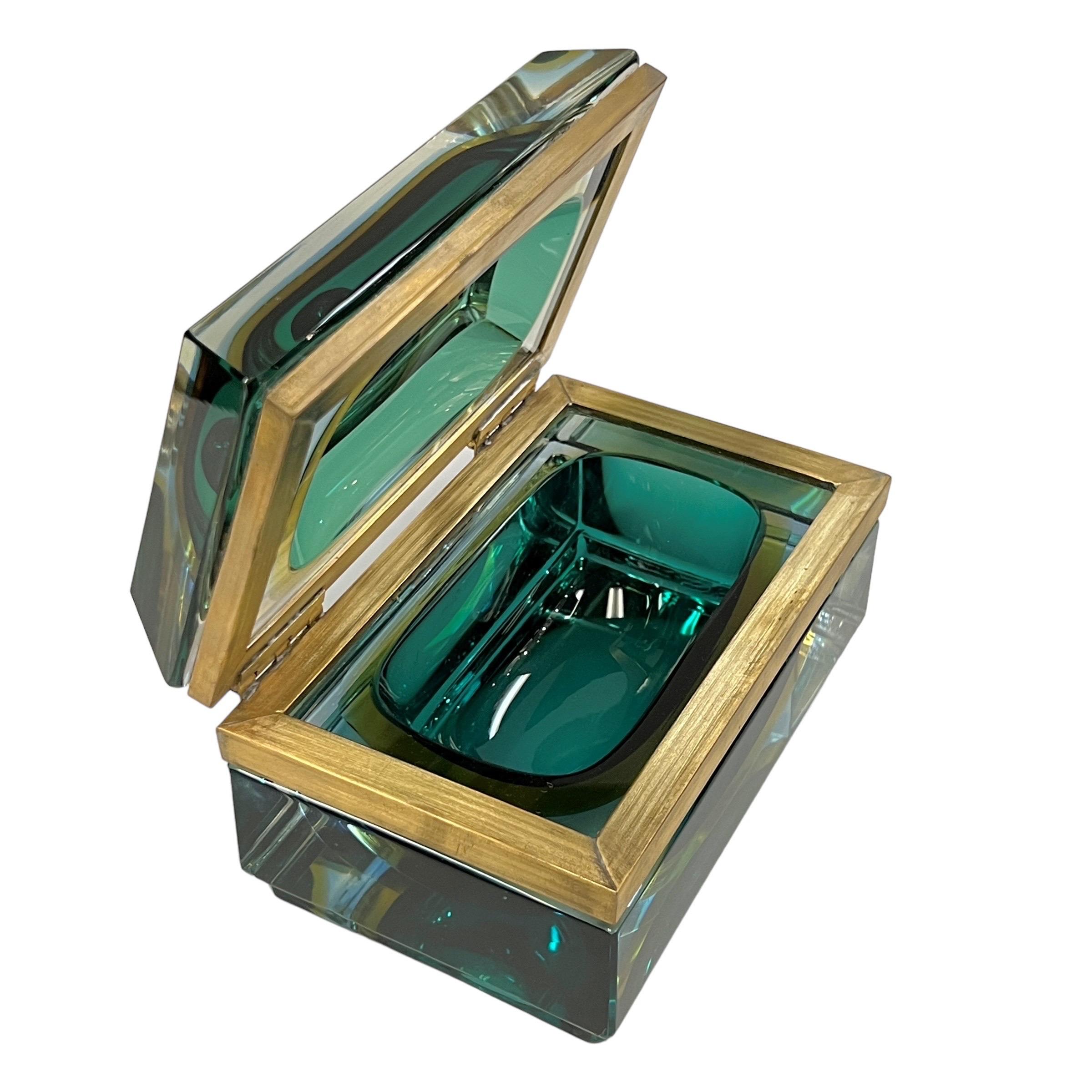 Caja de baratijas italiana de cristal artístico Murano Sommerso de mediados del siglo XX en Bueno estado para la venta en Englewood, NJ
