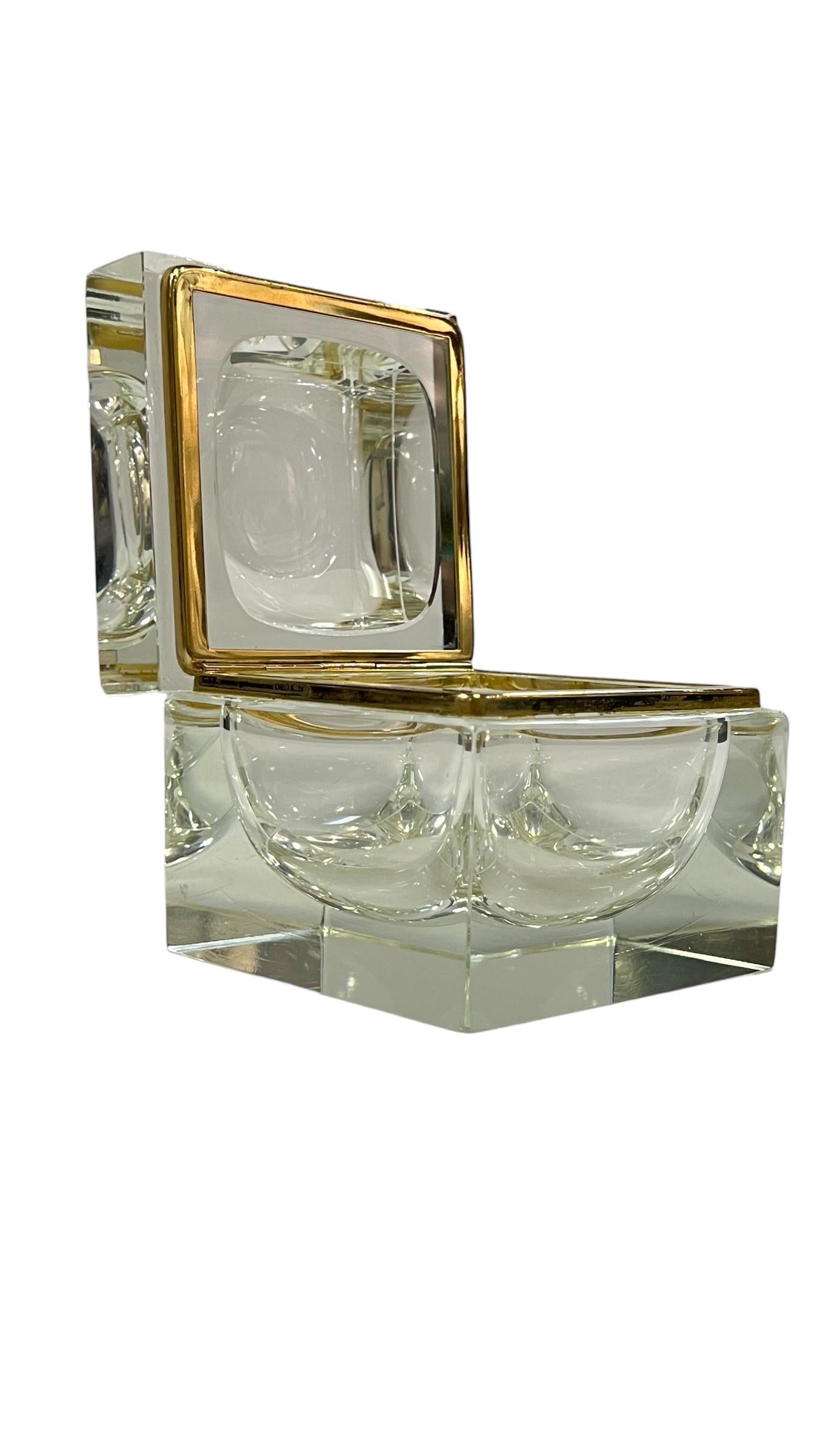 Italian Mid Century Modern Murano Sommerso Art Glass Jewelry Trinket Casket For Sale 4