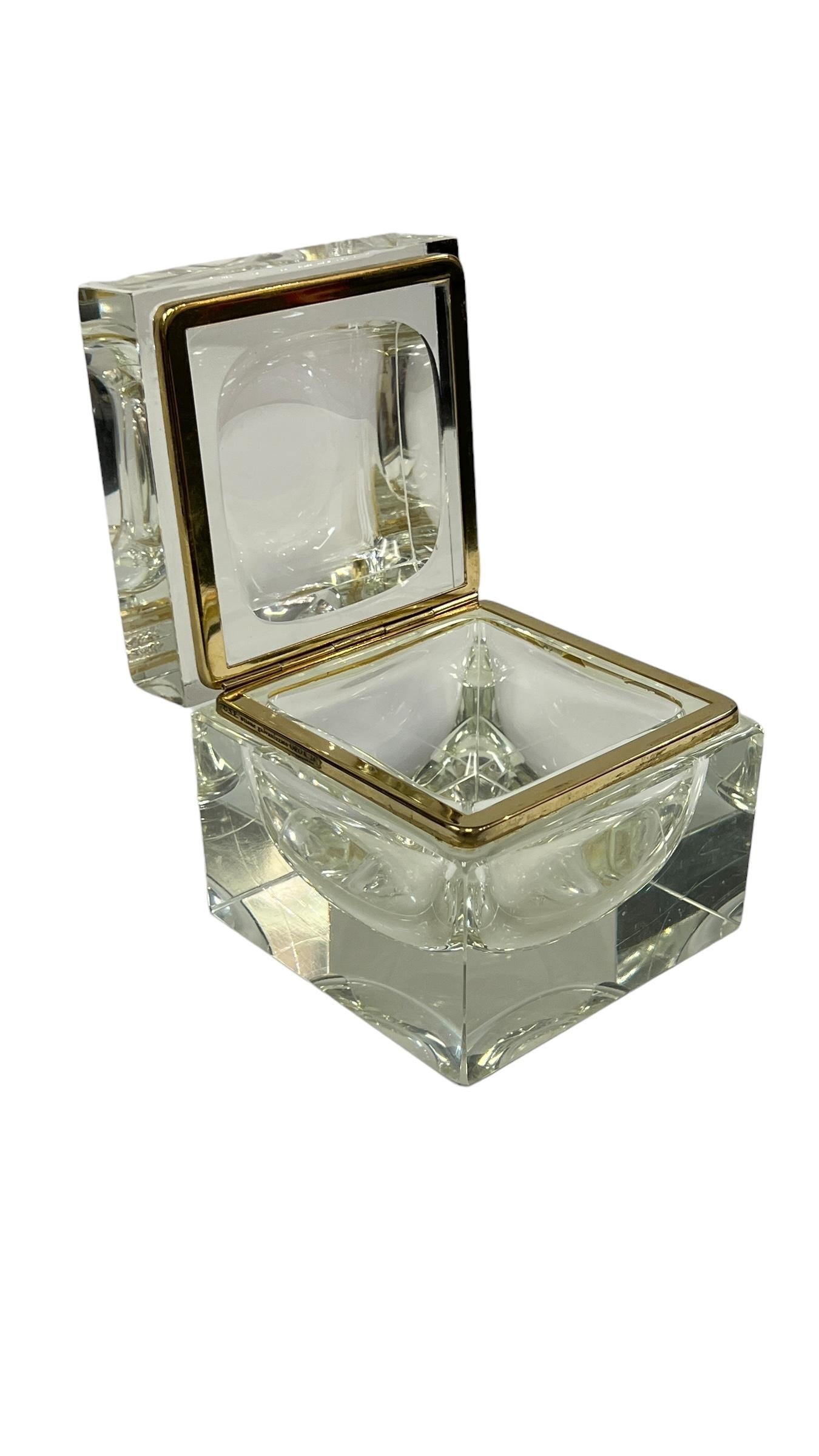Italian Mid Century Modern Murano Sommerso Art Glass Jewelry Trinket Casket For Sale 5