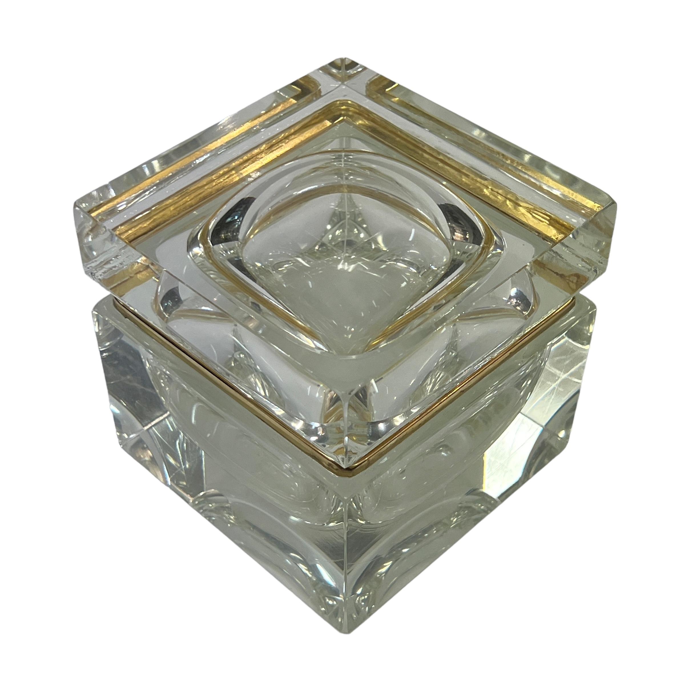 Italian Mid Century Modern Murano Sommerso Art Glass Jewelry Trinket Casket For Sale 11