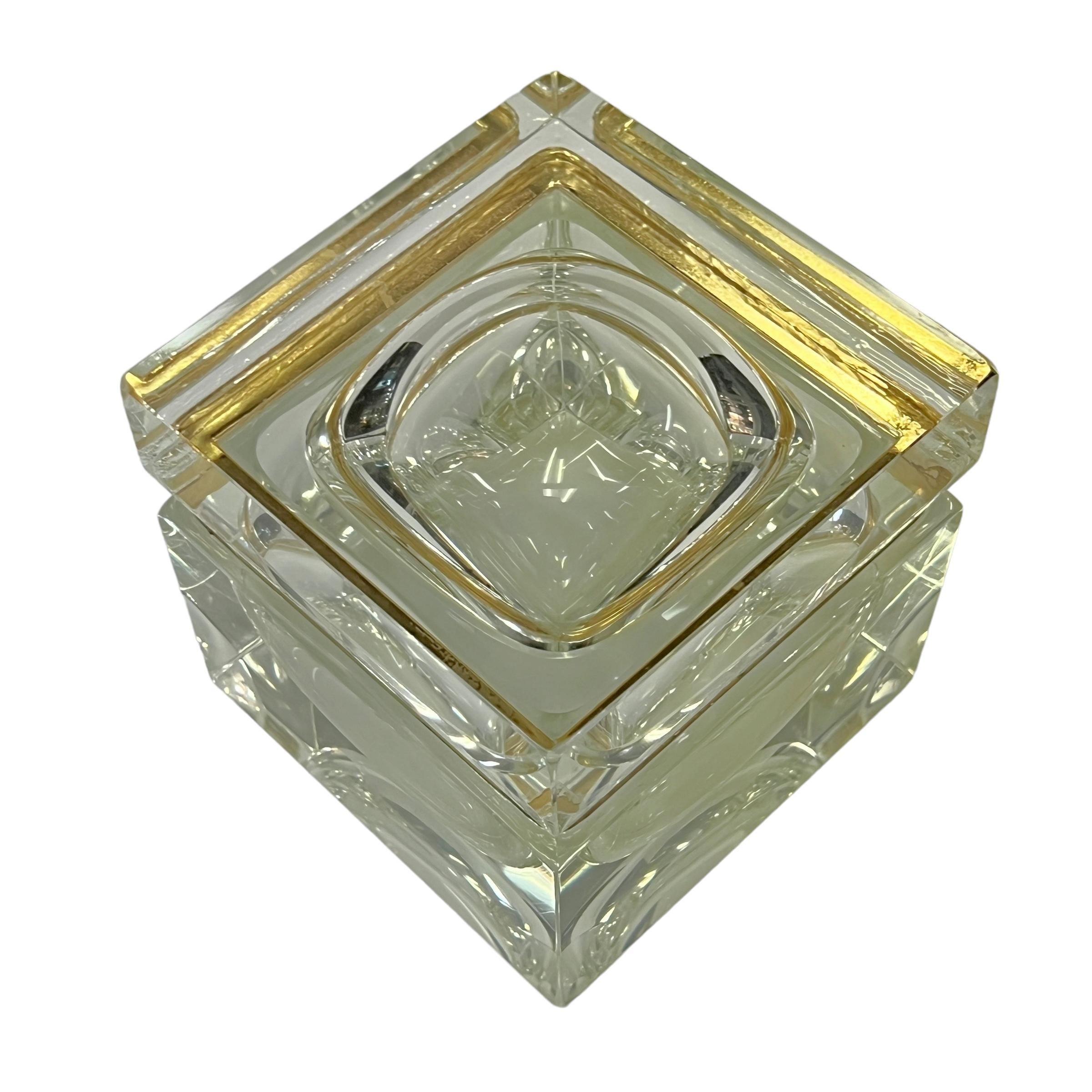 Italian Mid Century Modern Murano Sommerso Art Glass Jewelry Trinket Casket For Sale 12